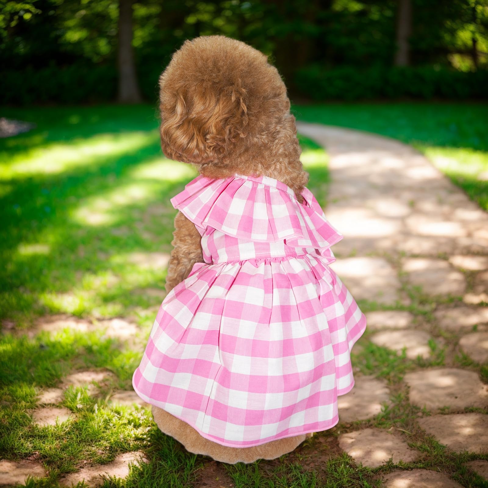 Topkins Dog Dress, Dog Princess Dresses With Lace-Up, Dogs Birthday Dress With Pretty Prints For Small Dogs (Pink, S)