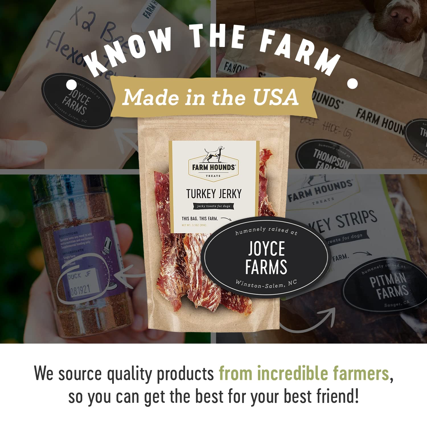 Farm Hounds - Turkey Jerky - Premium Natural Jerky for Dogs - 100% Humanely Raised Turkey - Break-to-Size - Great for Training &