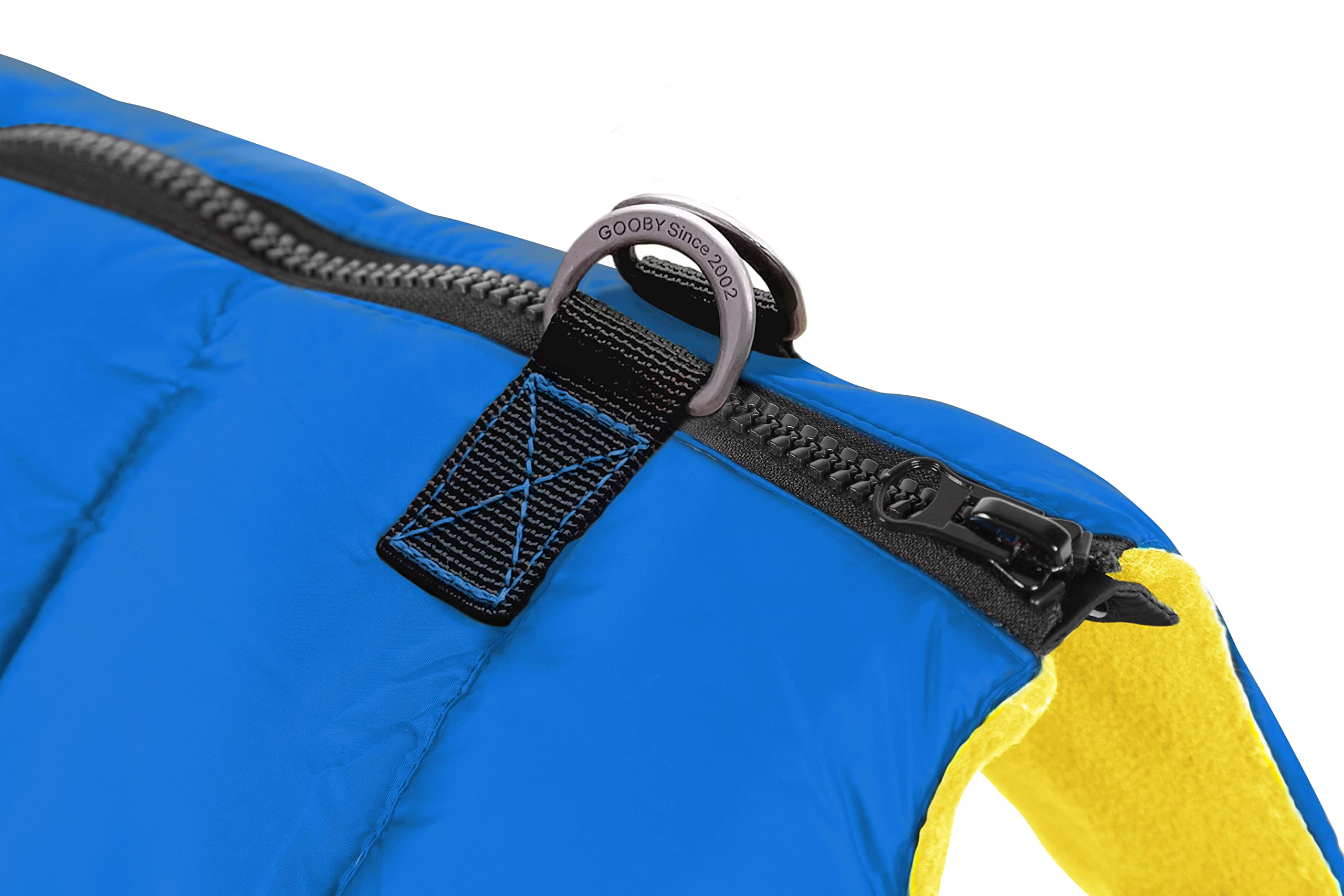 Gooby Padded Vest Dog Jacket - Solid Blue, Small - Warm Zip Up Dog Vest Fleece Jacket With Dual D Ring Leash - Winter Water Resi