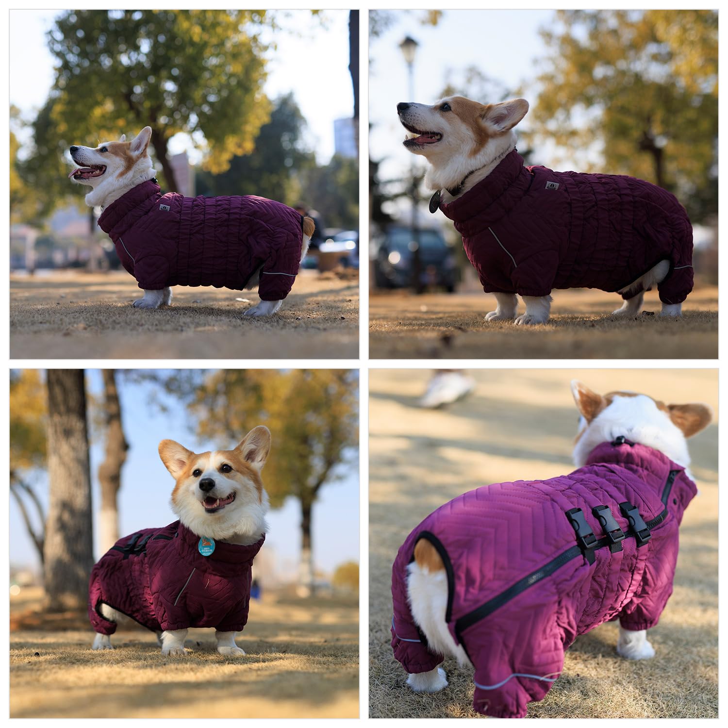 Lovelonglong Warm Dog Coat Double Layers Dog Vest, 4 Legs Covered Windproof Waterproof Reflective Warm Dog Vest Outdoor Skating