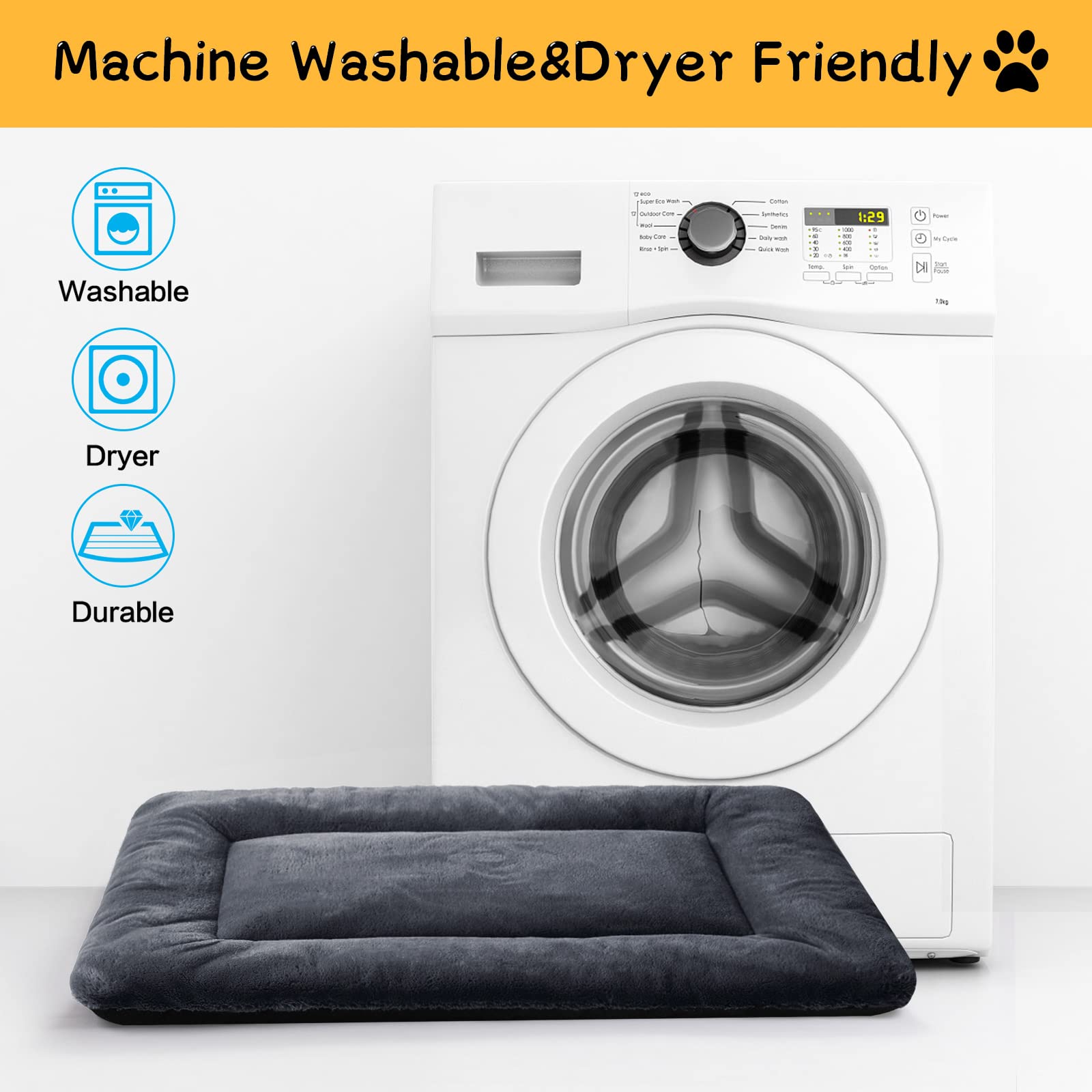 Dog Beds Crate Pad For Extra Small Dogs Fit Metal Dog Crates,Ultra Soft Dog Crate Bed Washable & Anti-Slip Kennel Pad For Dogs Cozy Sleeping Mat,Dark Gray 22Inch
