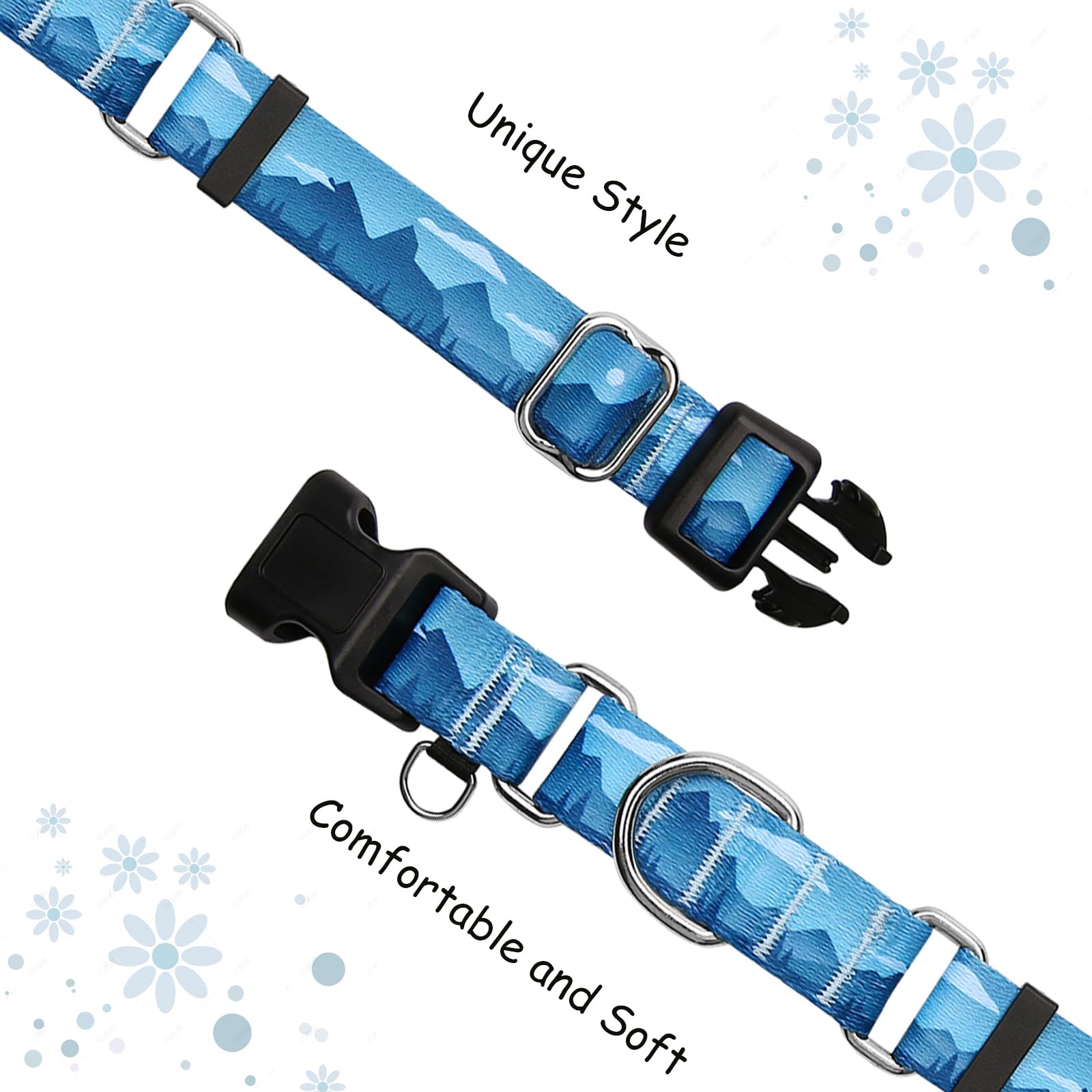 Fidohug Martingale Collar For Dogs With Buckle Dog Collar Adjustable Soft Nylon Boy Dog Collars For Small Dogs, Blue Sunset