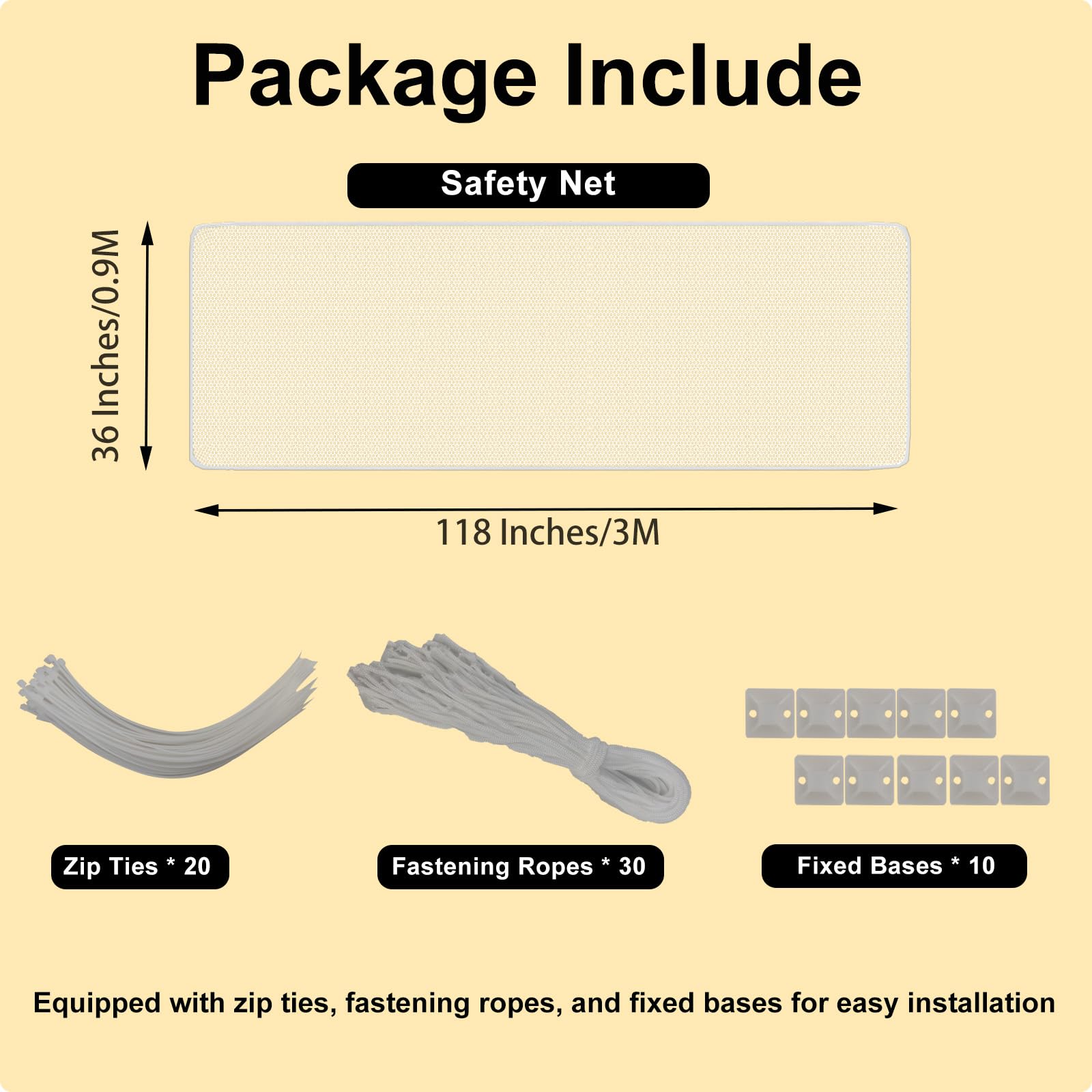 Banister Guard-10ft X 3ft Thick Balcony Safety Net for Kids Pet Balcony Guard Balcony Netting for Pets Rail Net for Balcony Apar
