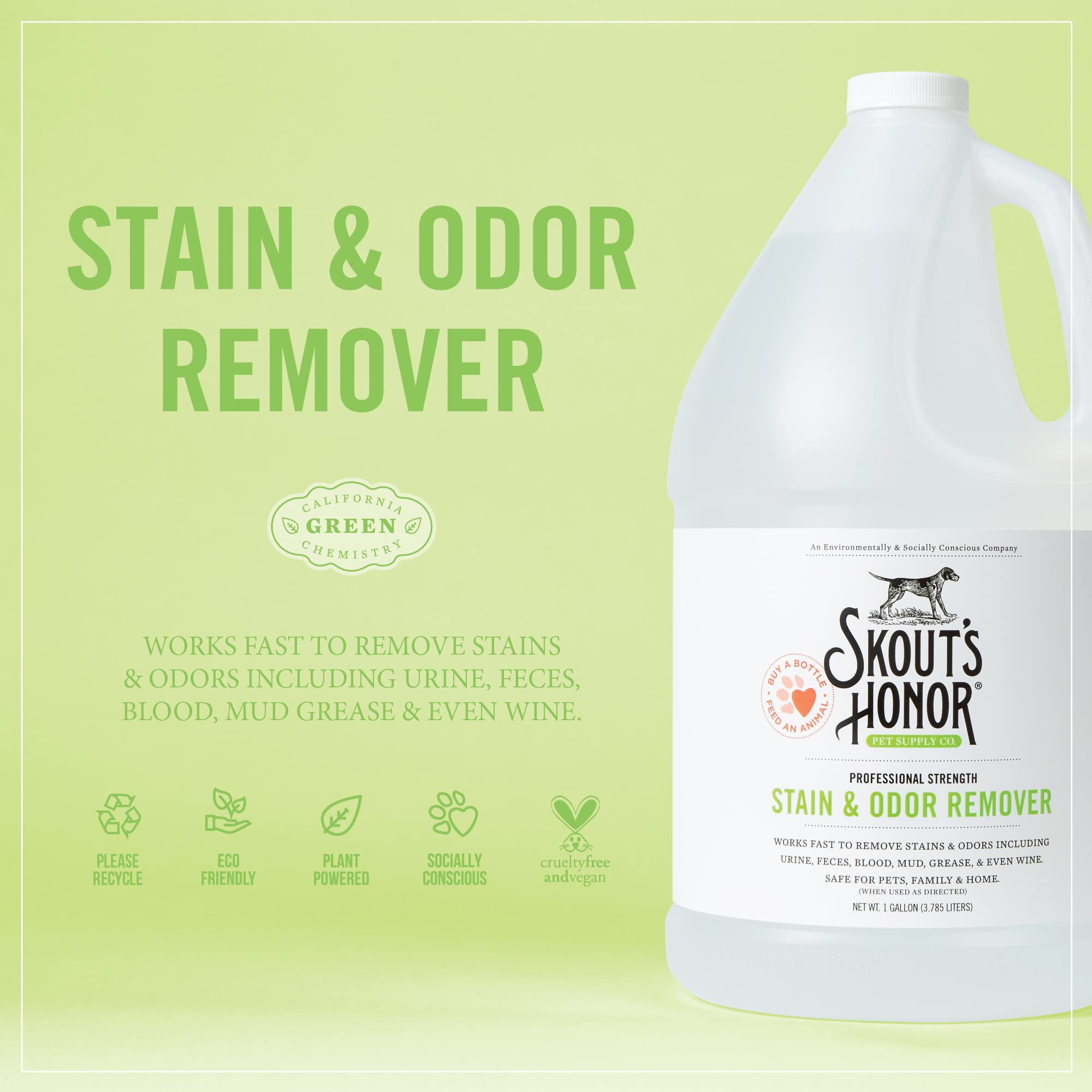 SKOUT'S HONOR: Professional Strength Stain and Odor Remover - Deodorize and Clean Pet Stains, Dog Crates, Carpets, Furniture and