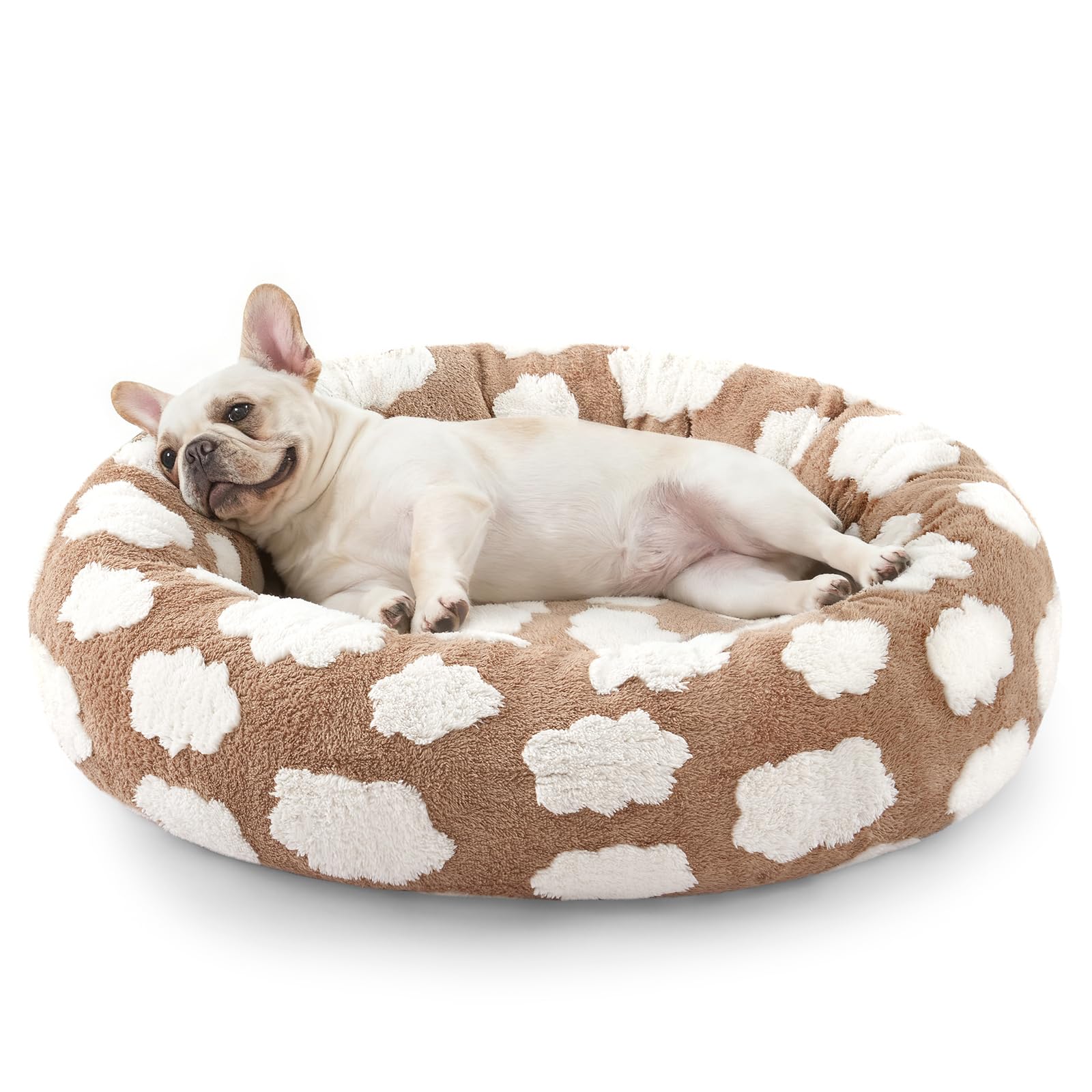 JOEJOY Donut Small Dog Bed, Round Cat Beds for Indoor Cats with Removable Washable Cover, Orthopedic Cute Puppy Kitten Pet Bed w