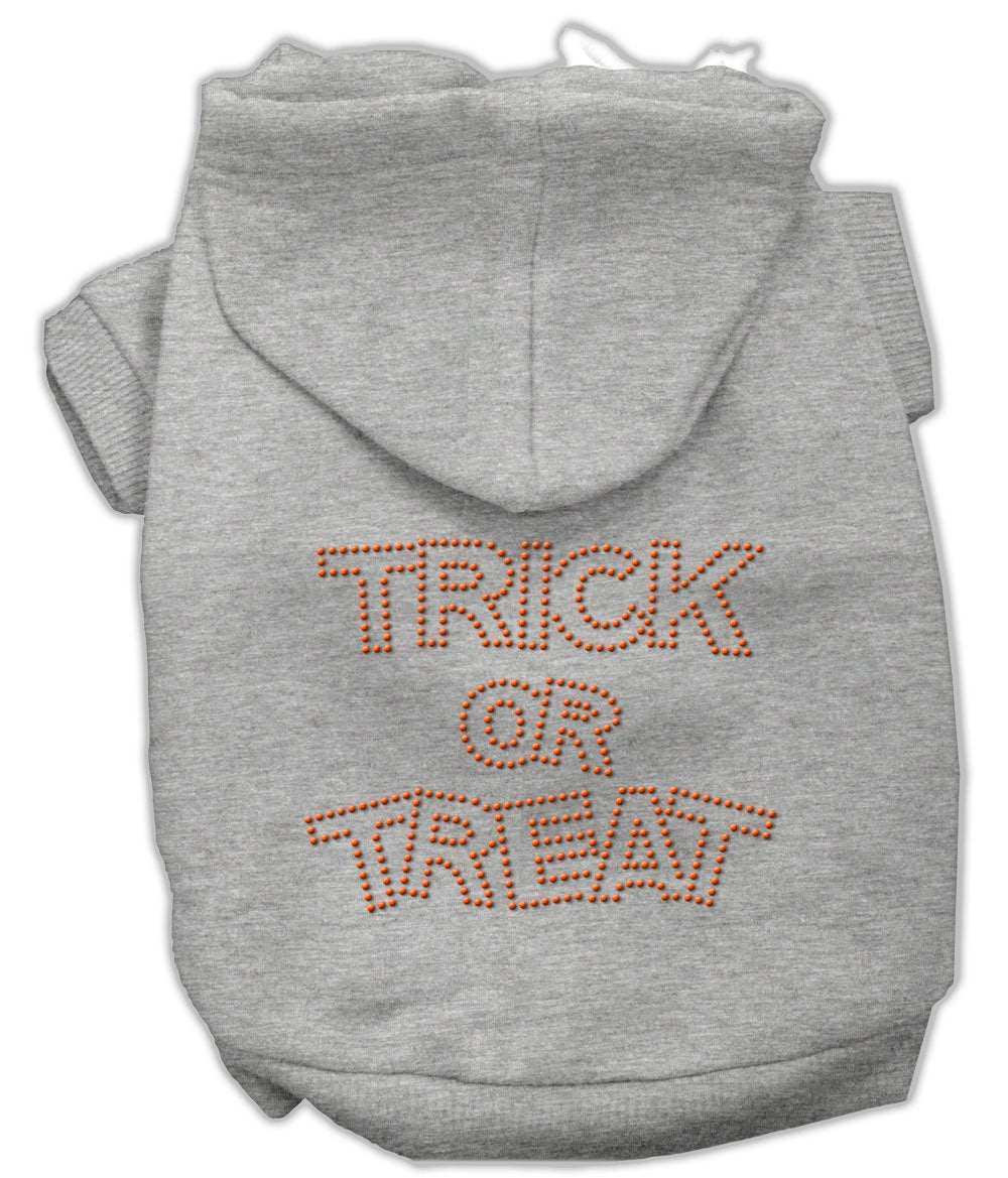 Halloween Pet Dog & Cat Hoodie Rhinestone, "Trick Or Treat" Gray 3XL (25-35 lbs.)