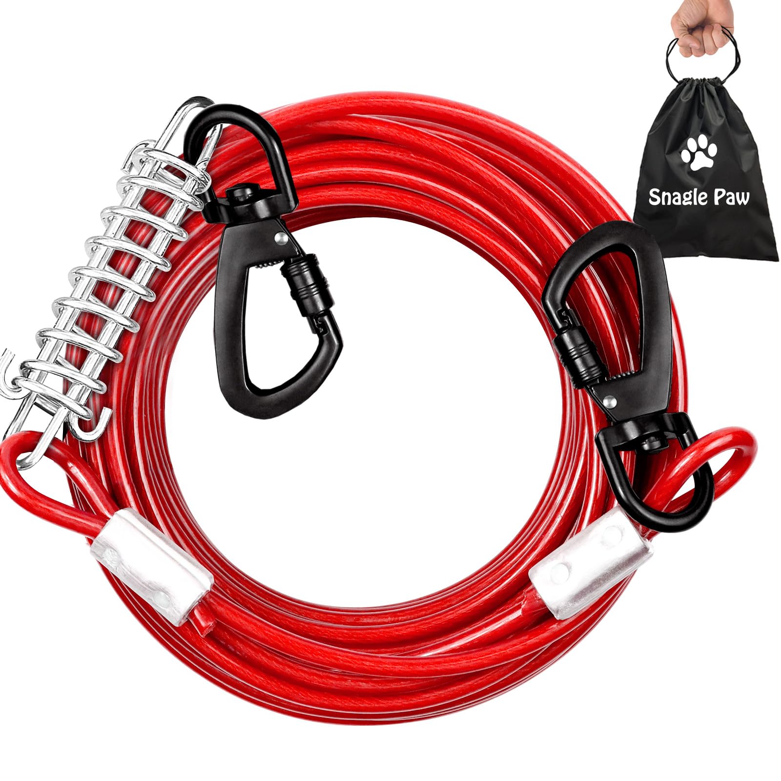 Dog Tie Out Cable Chew Proof 50Ft, Dog Lead Heavy Duty, Dog Leads For Yard 50Ft & Dog Runner Cable, Solid Large Dogs Tie Out Cab