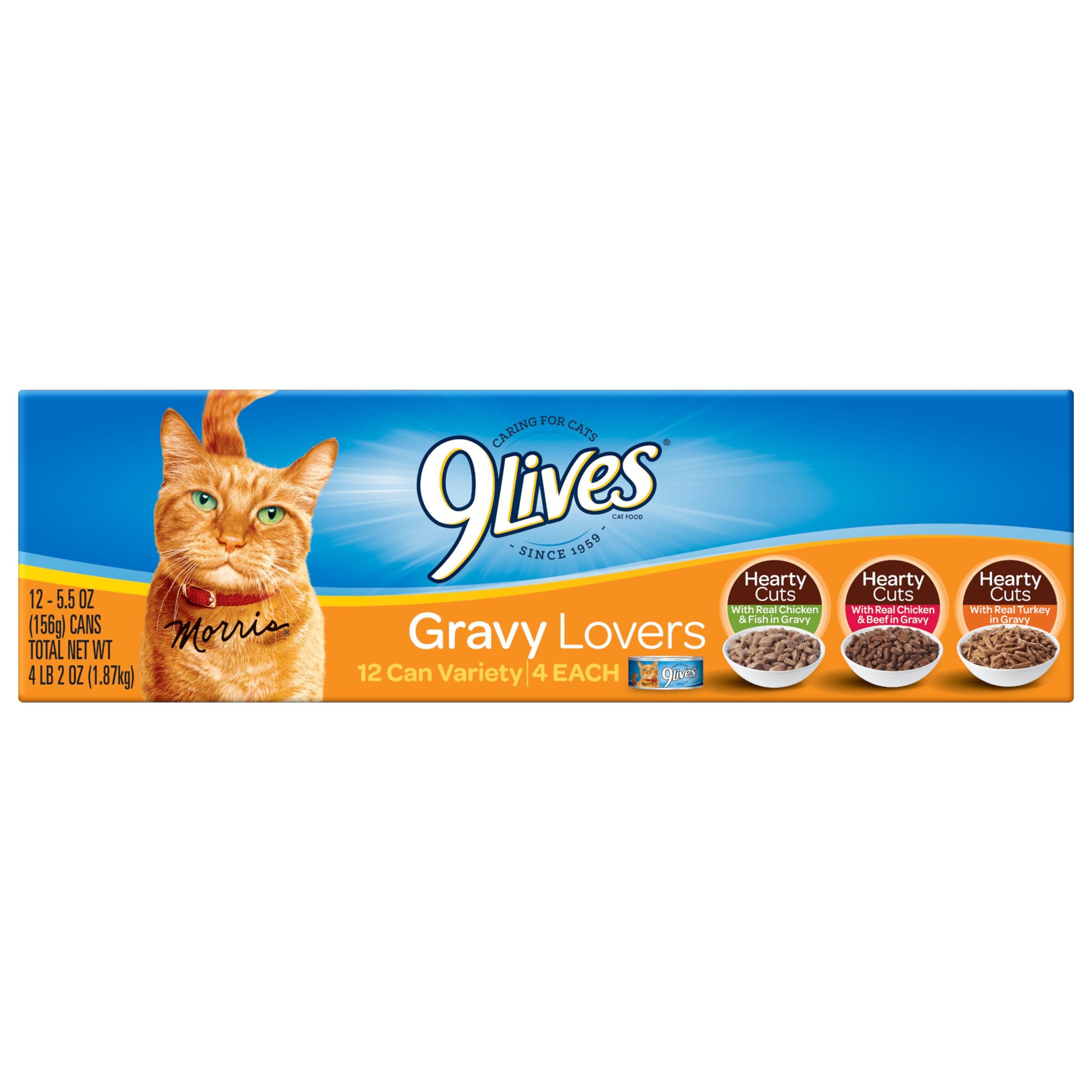 9Lives Gravy Favorites Wet Cat Food Variety Pack, 5.5 Ounce Can (Pack of 12)