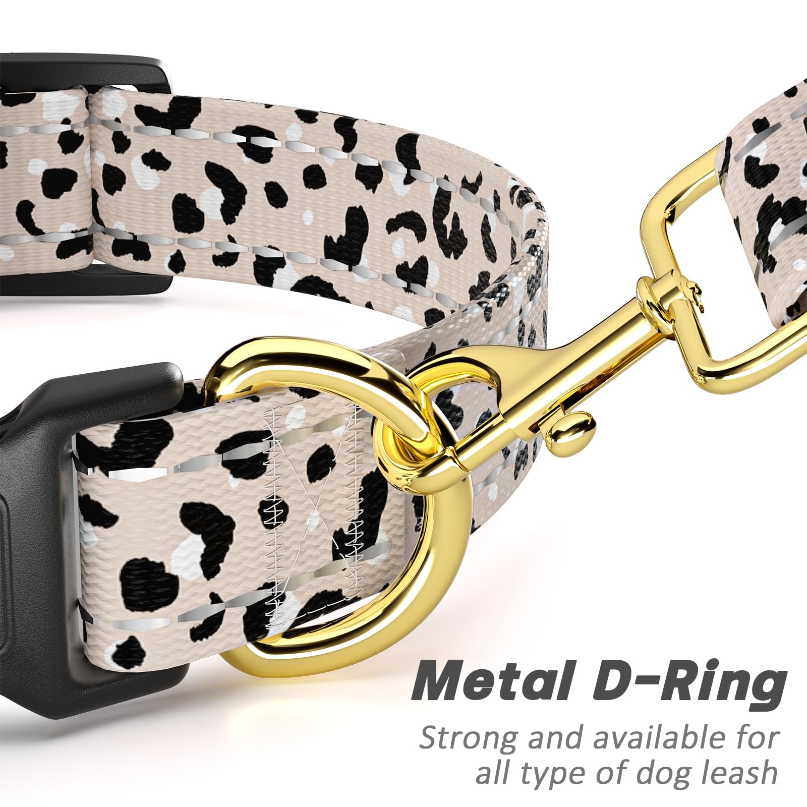 Tmoodel Reflective Dog Collar For Extra Small Dogs, Cute Leopard Style Adjustable Heavy-Duty Nylon Puppy Collar For Boy And Girl