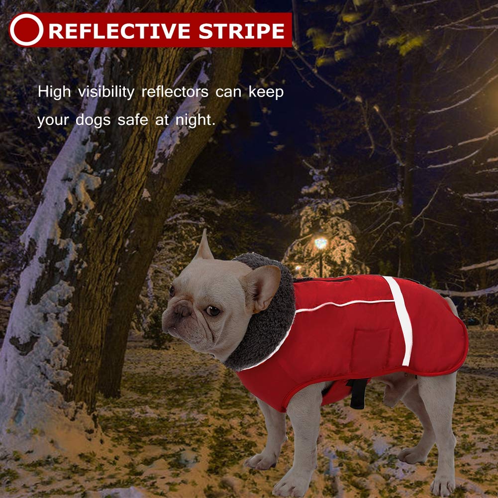 Warm Dog Coat Reflective Winter Jacket, Waterproof Windproof Dog Turtleneck Clothes for Cold Weather, Thicken Fleece Lining Pet