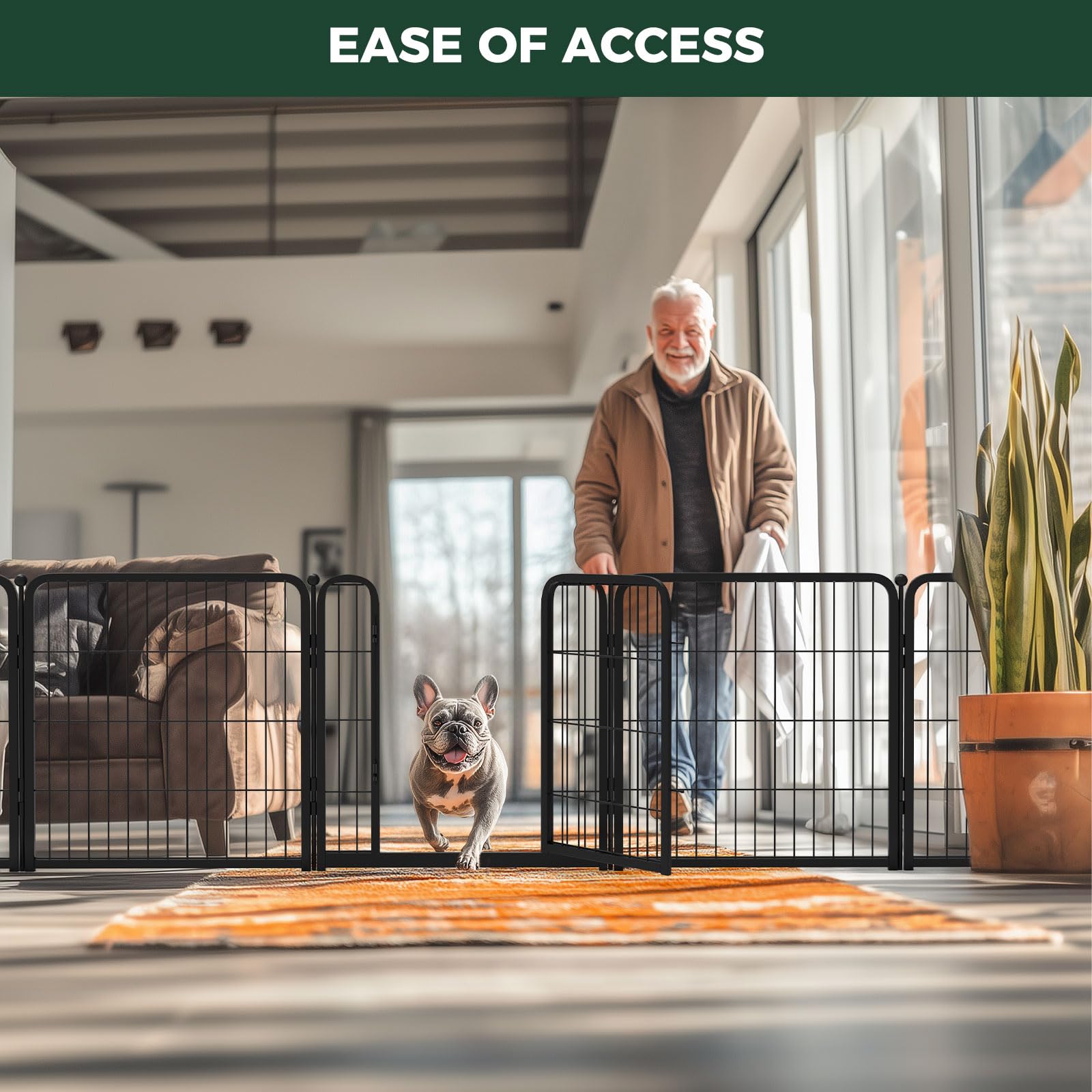 FXW Indoor Dog Playpen - 24" Metal Pet Fence for Small Dogs, 12 Panels, Black