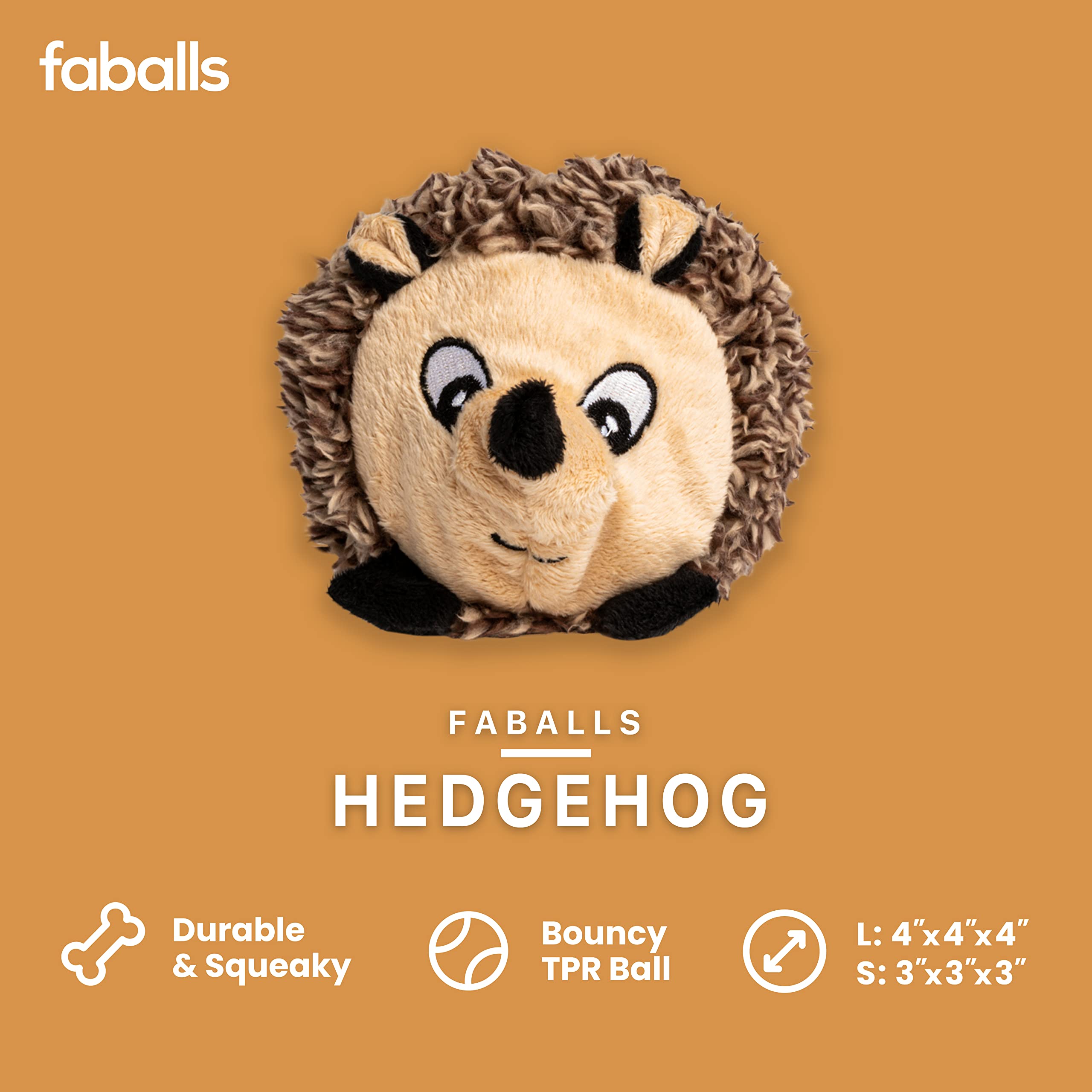 Fabdog Hedgehog Faball Squeaky Dog Toy (Large)