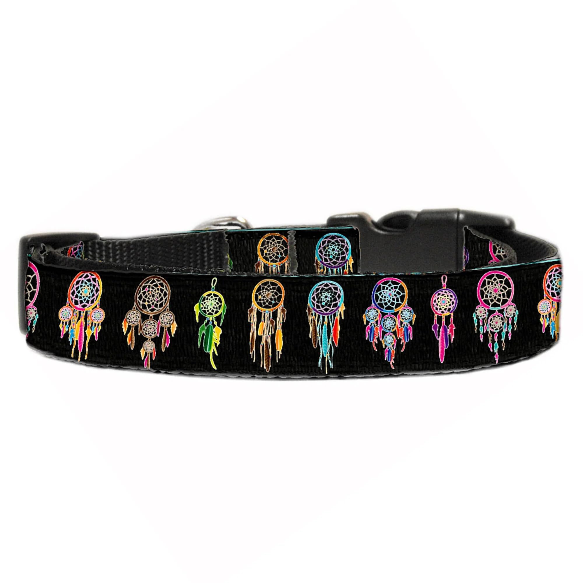 Pet Dog & Cat Nylon Collar or Leash, "Dreamcatcher" XS Collar
