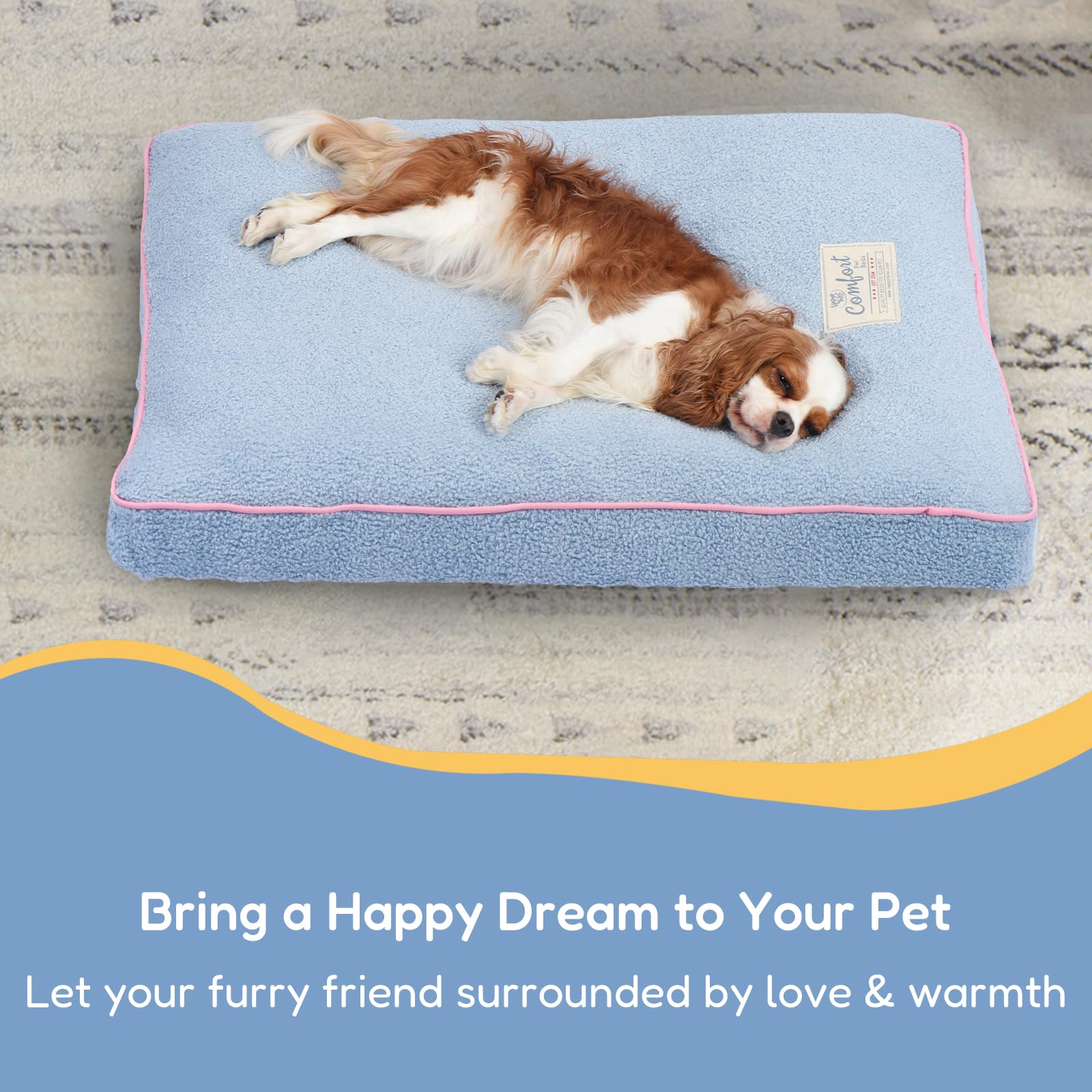 Fluffydream Dog Mat, Dog Bed Washable, Super Soft Pet Bed Mat, Up To 65Lbs, 36'' X 27'', Light Blue