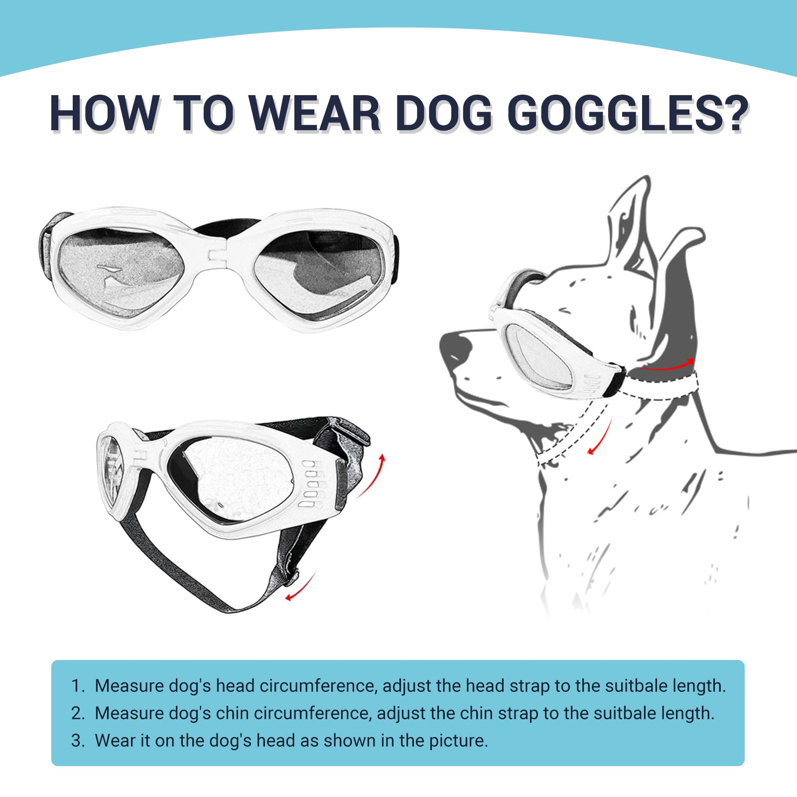 Petleso Dog Goggles Medium Breed, Pet Sunglasses For Medium Dogs Eye Protection Windproof, Pink