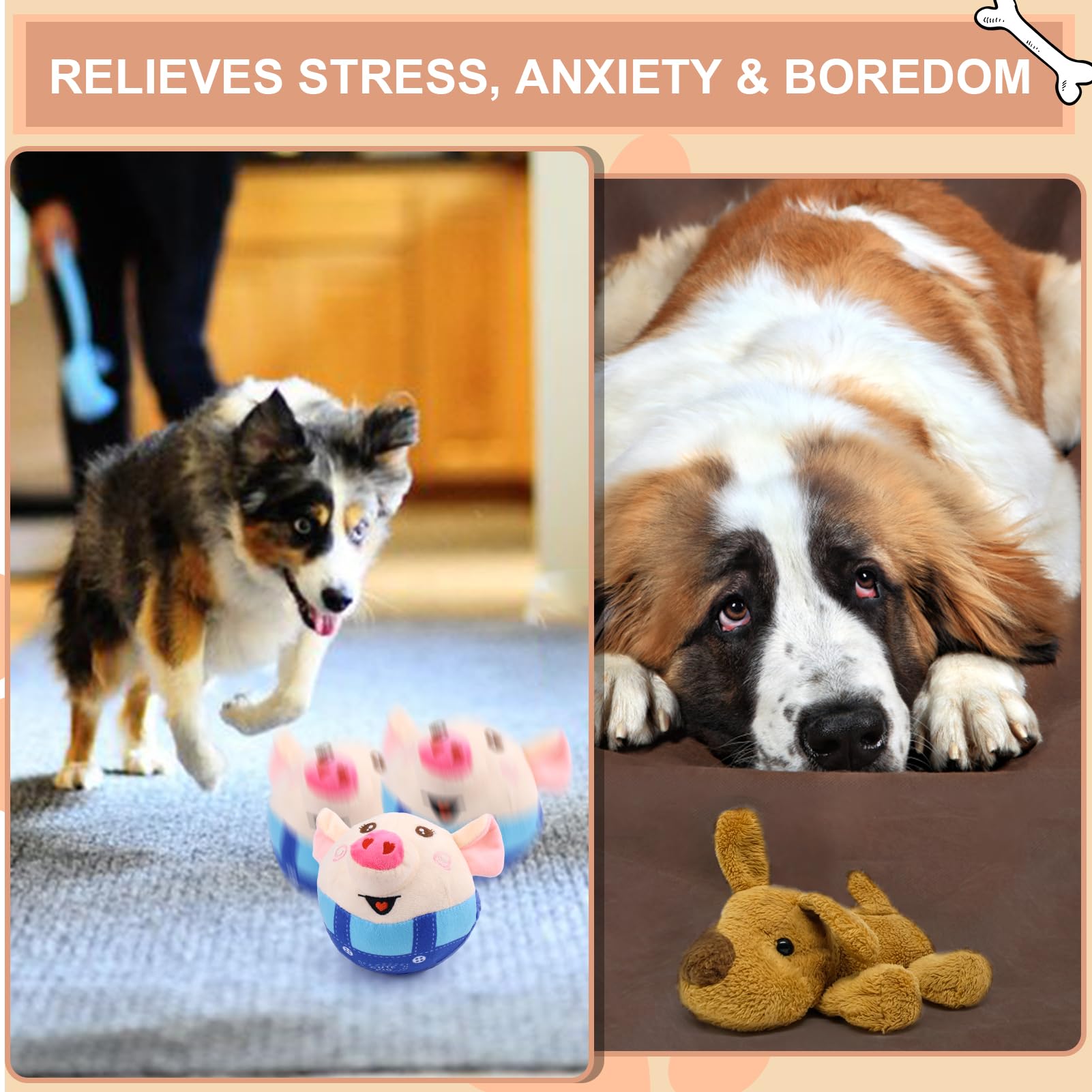 Baborui Remote Control Interactive Dog Toys Pig, Jumping Squeaky Dog Toys With Recording And Music Modes, Rechargeable Moving Do