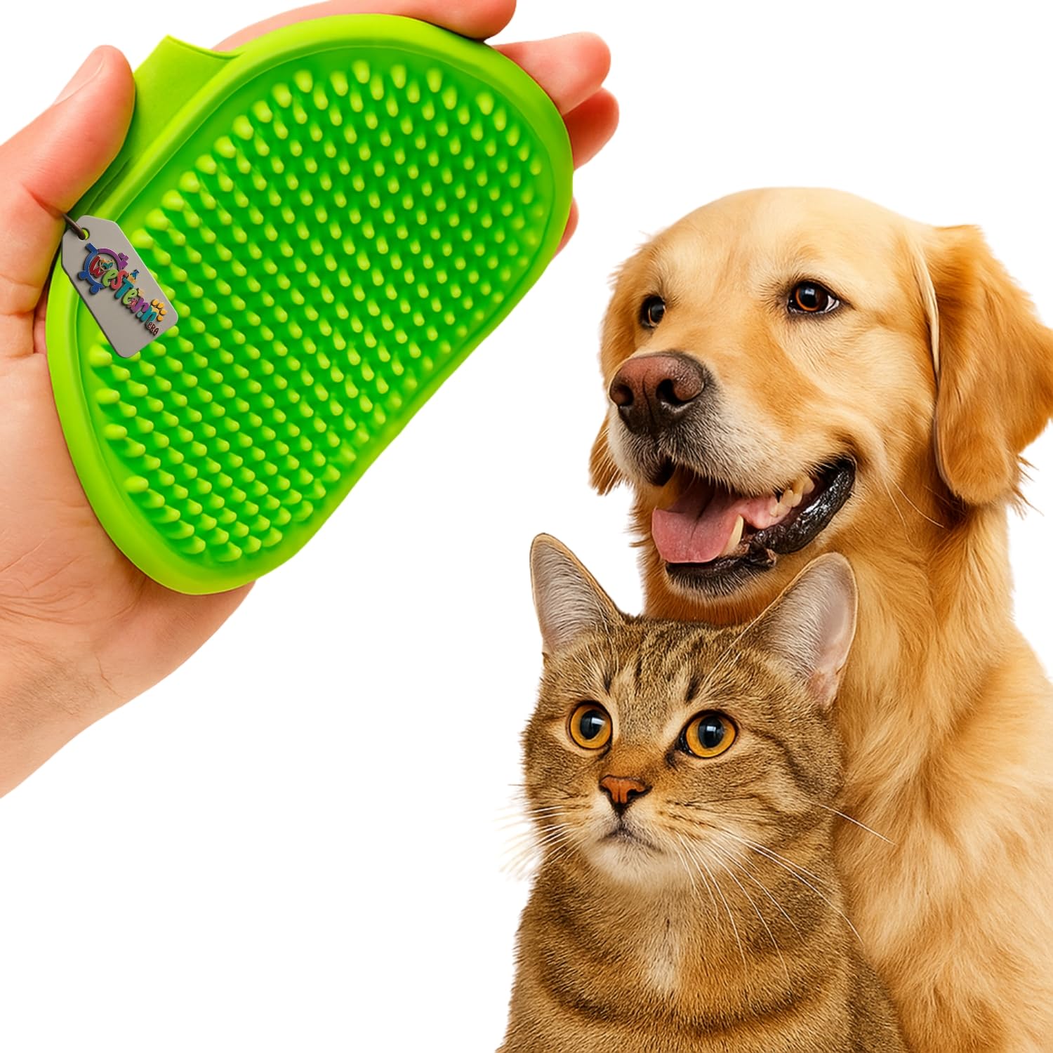 Western Era Palm Deshedding, Bathing & Grooming Brush For Dogs & Cats  Soft Rubber Pet Massager Glove With Adjustable Hand Stra