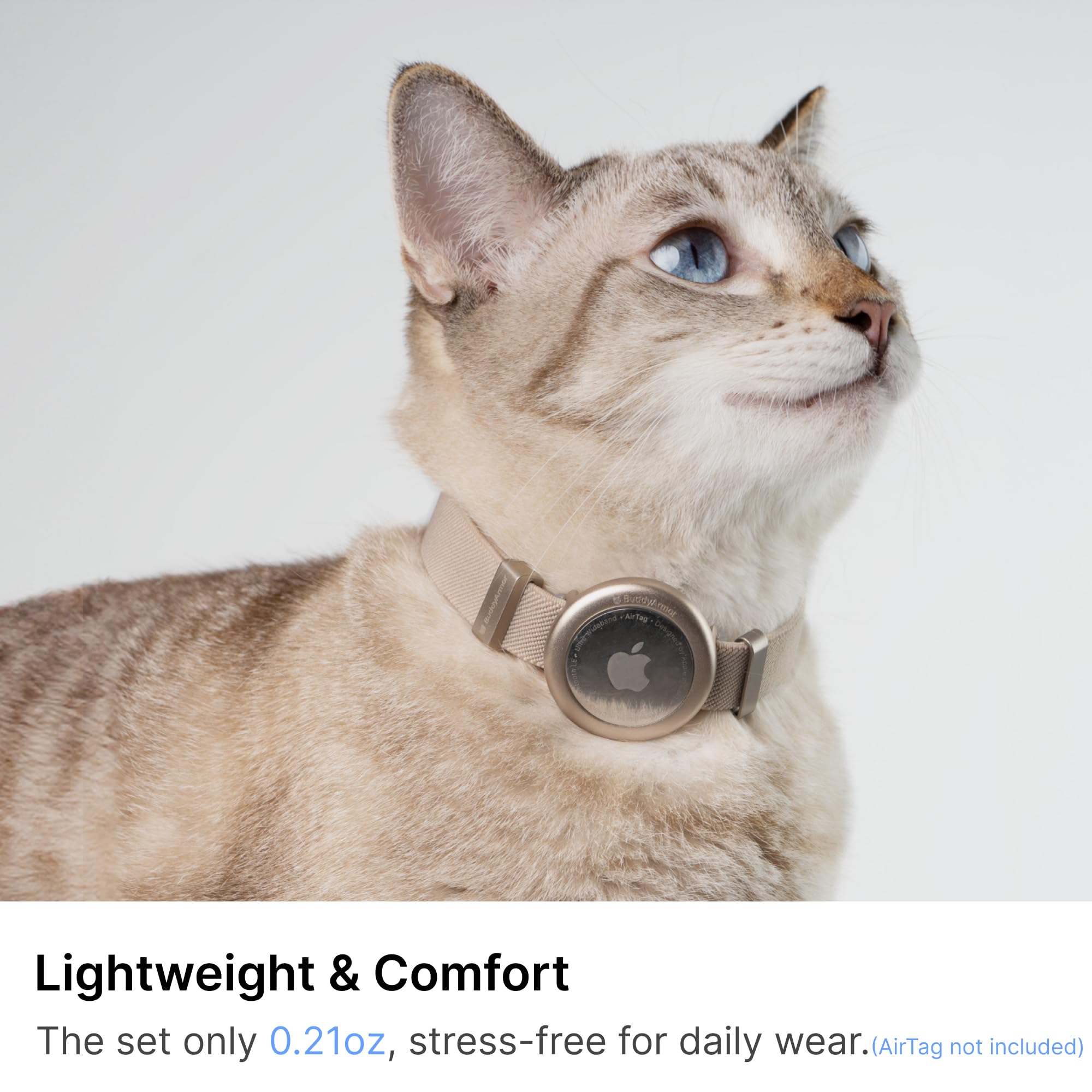 Buddyarmor Safety Cat Collar Pro Airtag Holder Set, Us Ida Gold Award Cat Collar With Snap, Non Breakaway Elastic Release Cat Ai