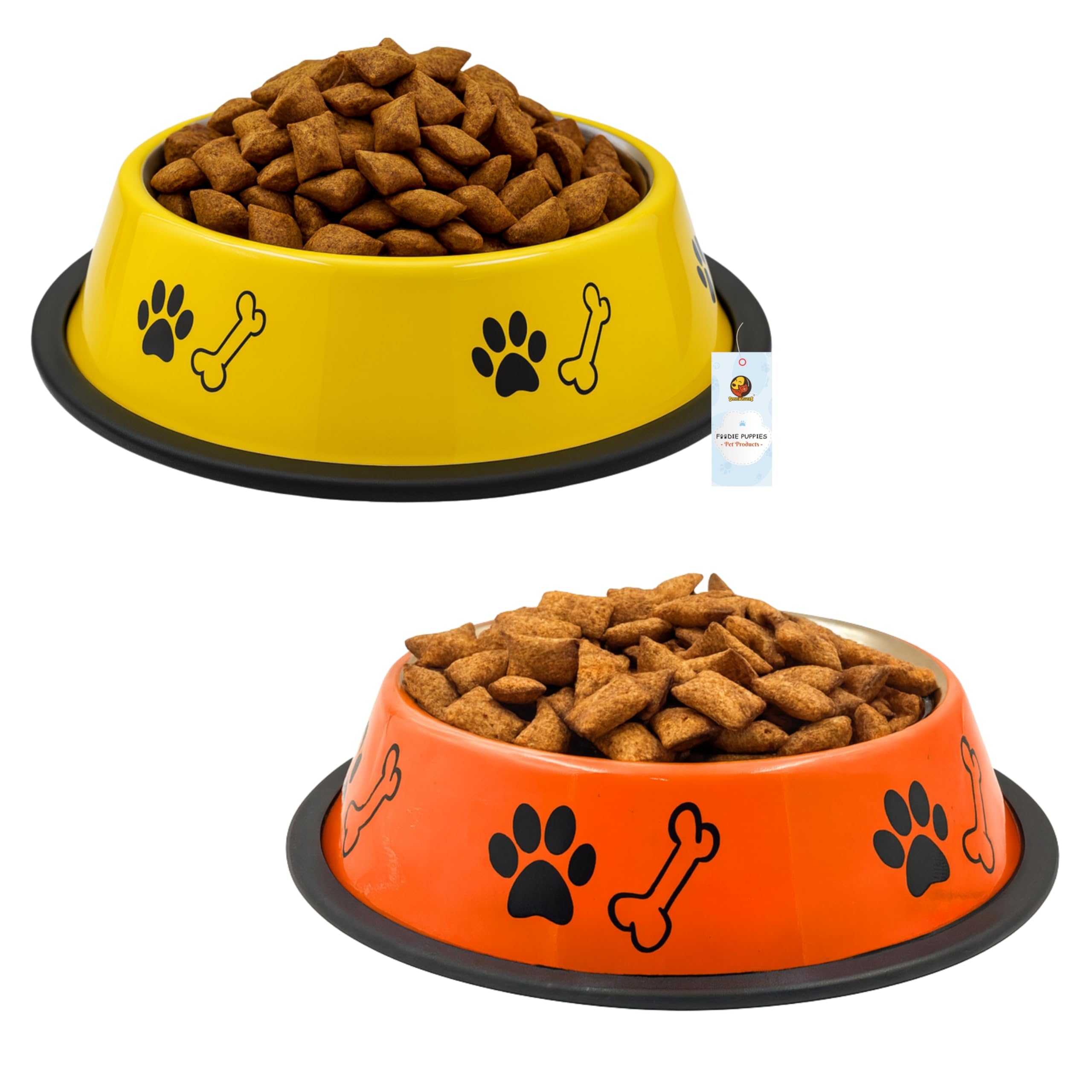 Foodie Puppies Stainless Steel Dog Bowl Combo  (Medium, 700Ml) Food And Water Feeding Gift Bowl | Suitable For Dogs, Cats And O