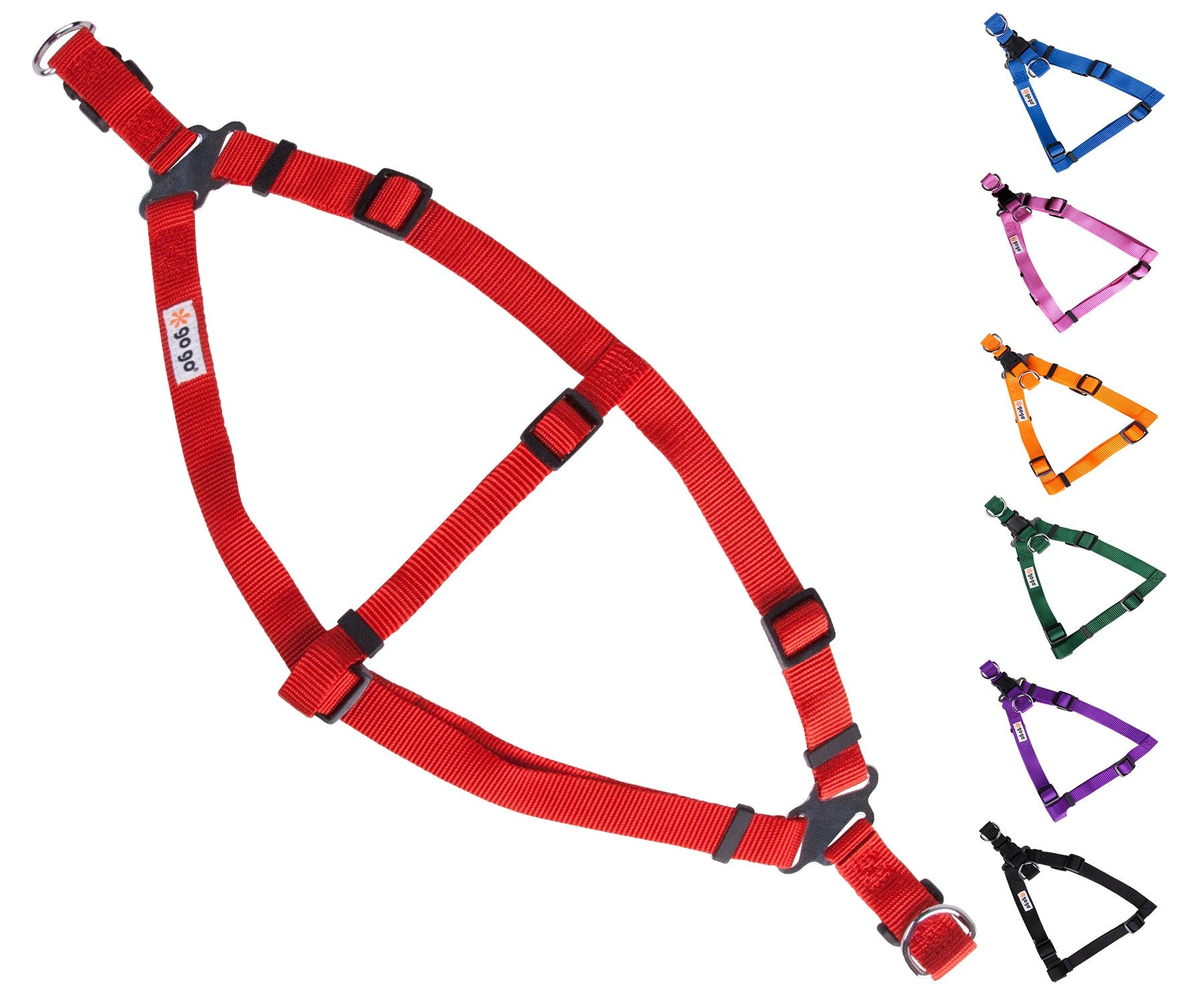Gogo Pet Products Comfy Nylon 3/4-Inch Adjustable Easy Pet Harness, Medium, Red
