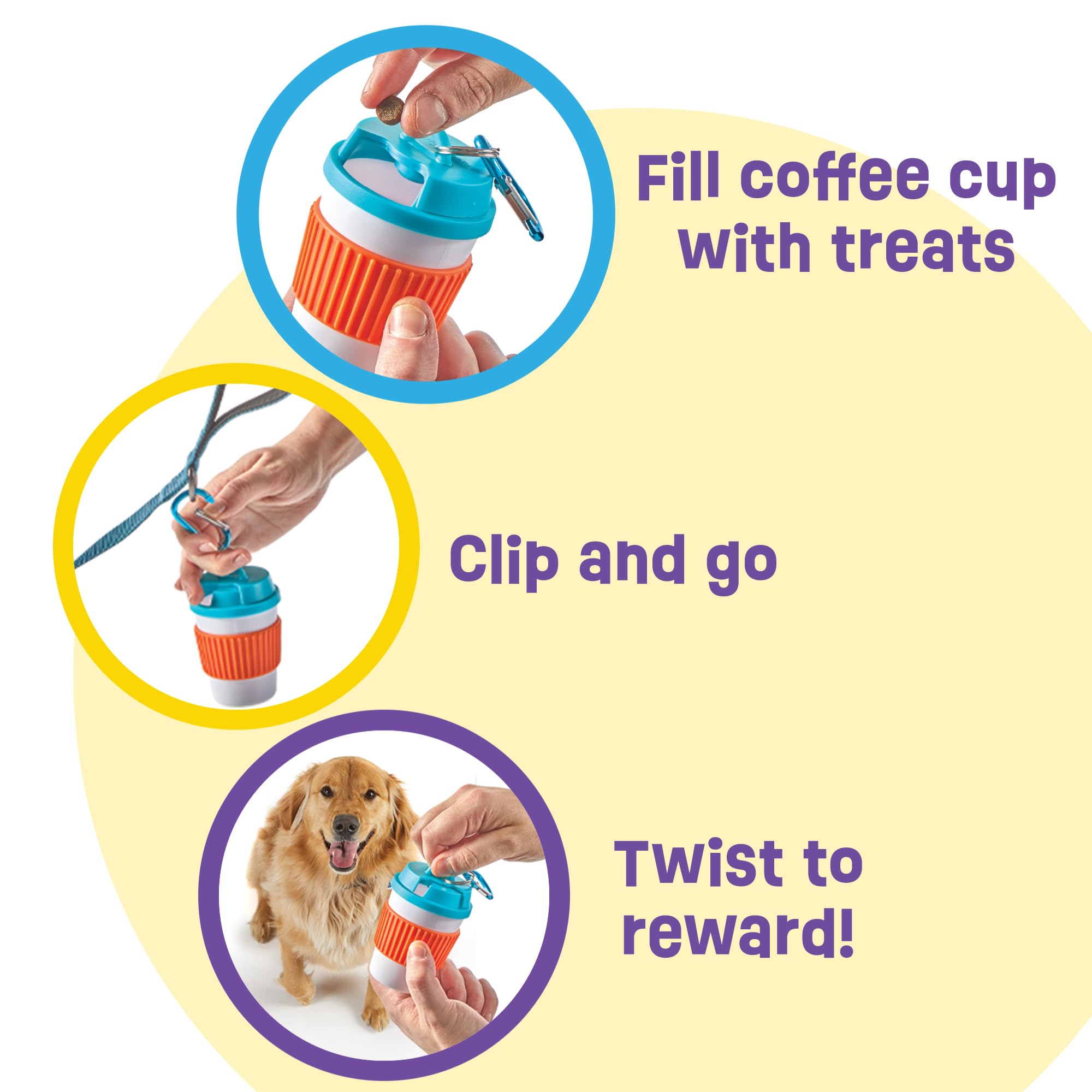 Brightkins Let's Go Coffee Cup Treat Holder - Treat Dispenser for Dogs, Dog Travel Accessories