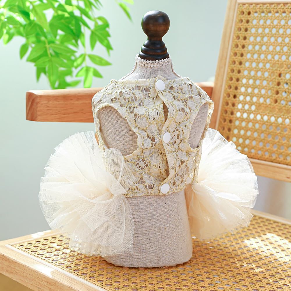 Aniac Small Dog Dresses,Girl Puppy Princess Tutu Dress With Bow Knot,Cat Outfit,Chihuahua Yorkie Clothes For Birthday Wedding (M