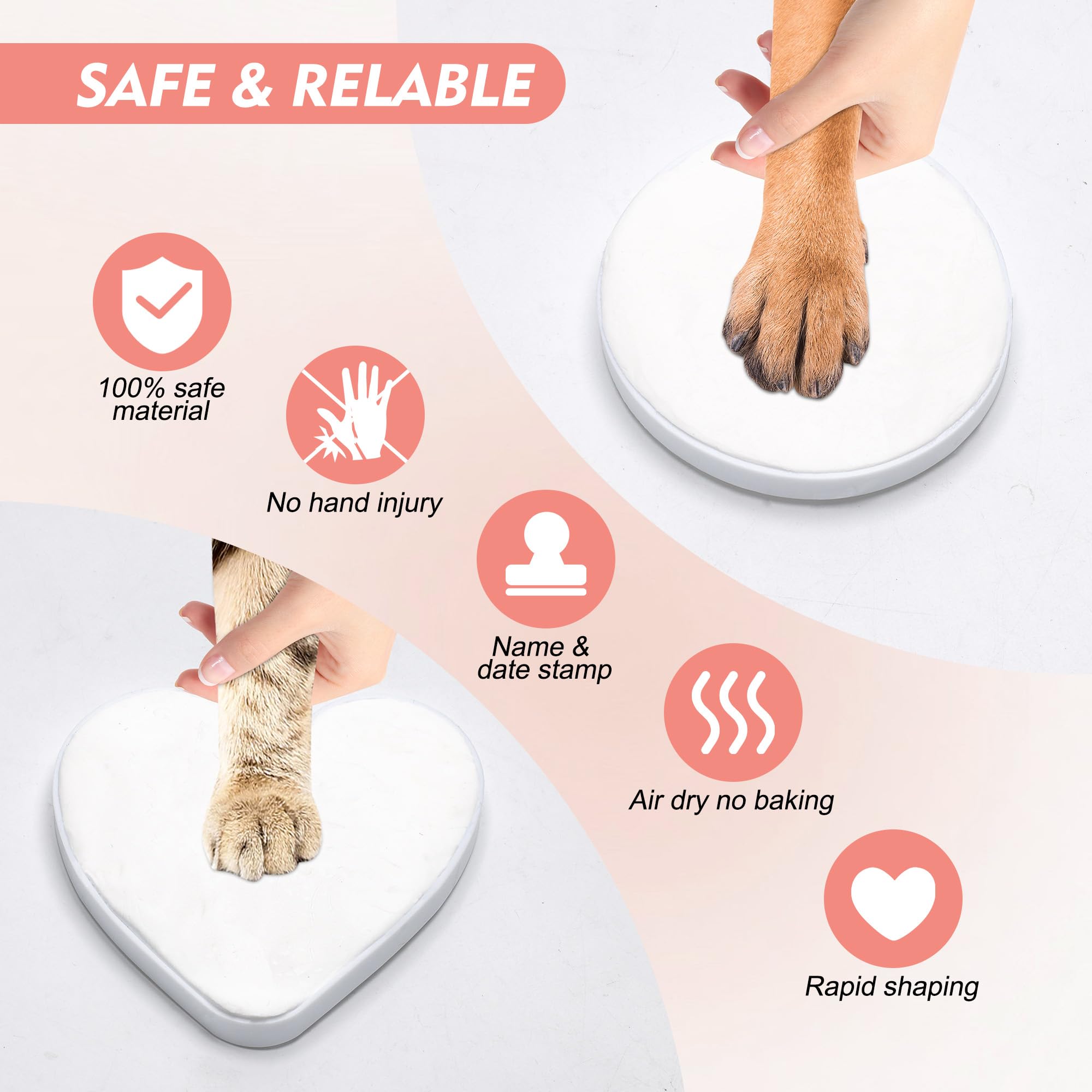 Windspeed Paw Print Kit For Dogs Cats(Makes 3-4), Pet Paw Clay Print Impression Kit For Dog Cat Include Paints/Name Stamps/Silk