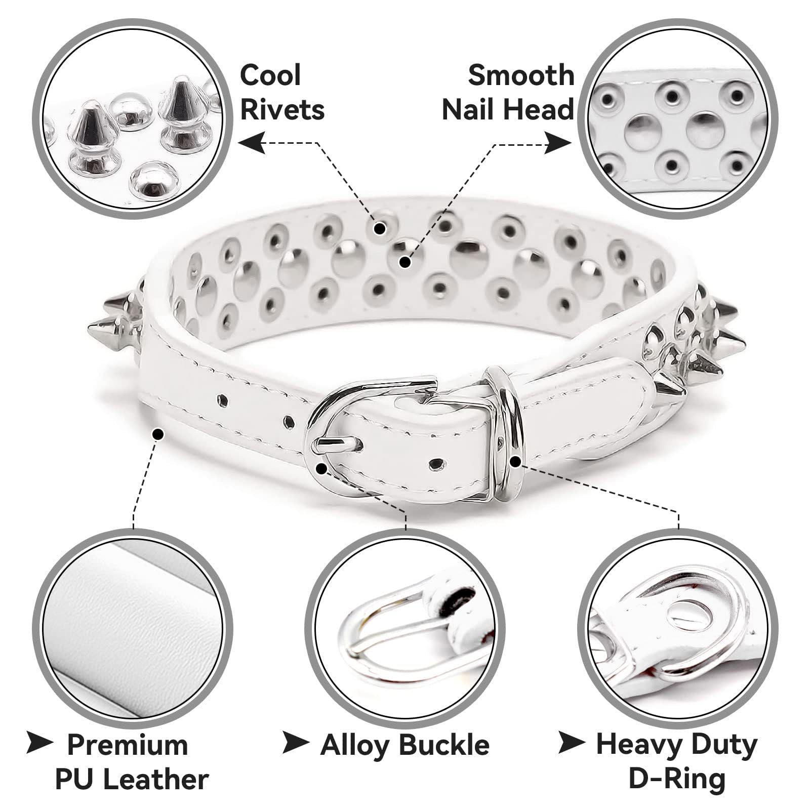 Doggyzstyle Small Spiked Dog Cat Collar For Small Medium Dogs Boy Male Female - Adjustable Studded Puppy Collars - Soft Padded P