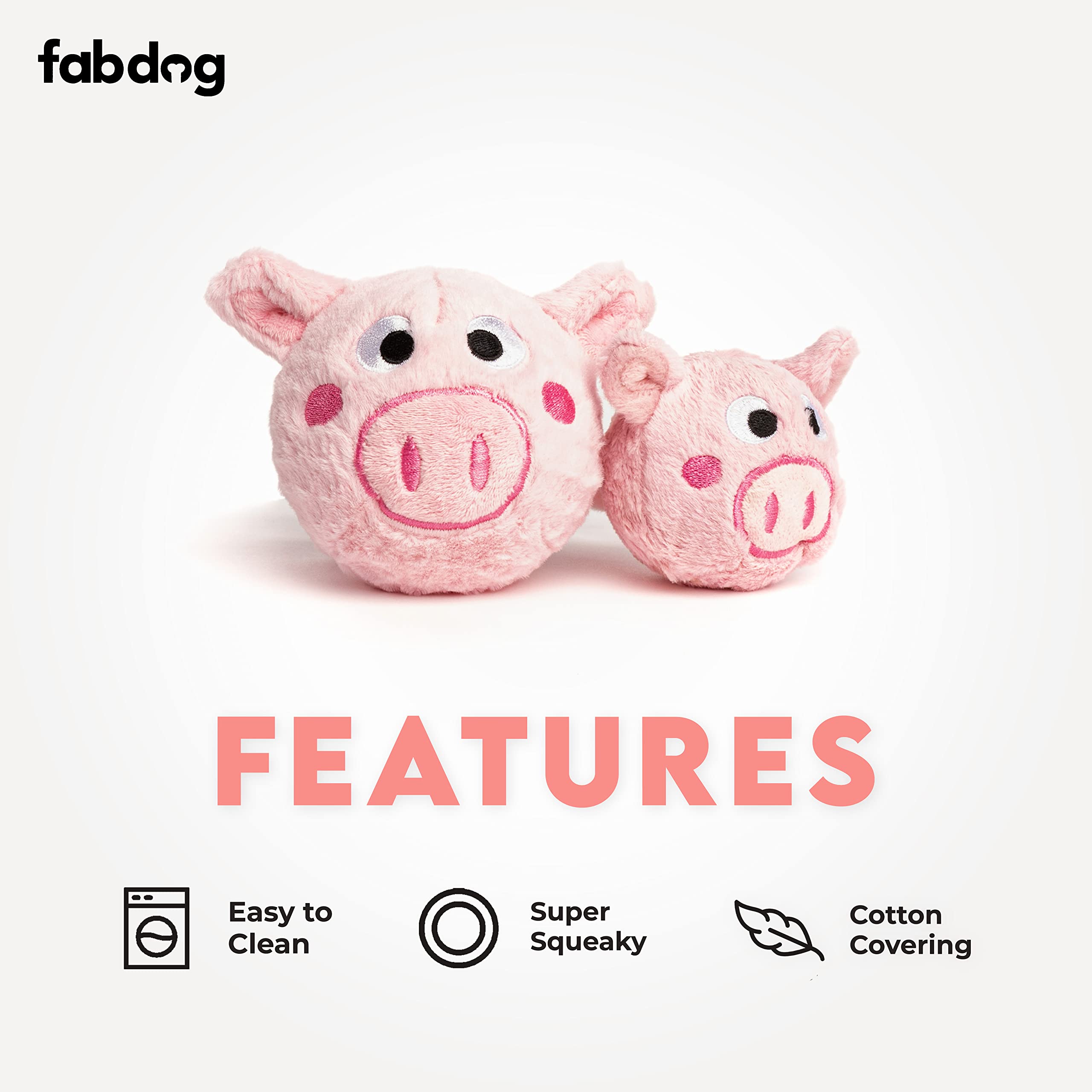 Fabdog Pig Faball Squeaky Dog Toy (Large)