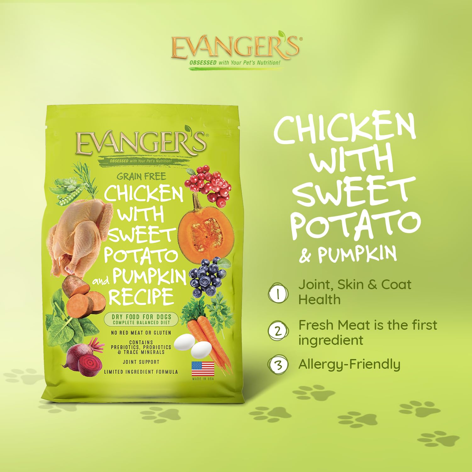 Evangers Grain-Free Chicken with Sweet Potato & Pumpkin for Dogs, 16.5 lb Bag