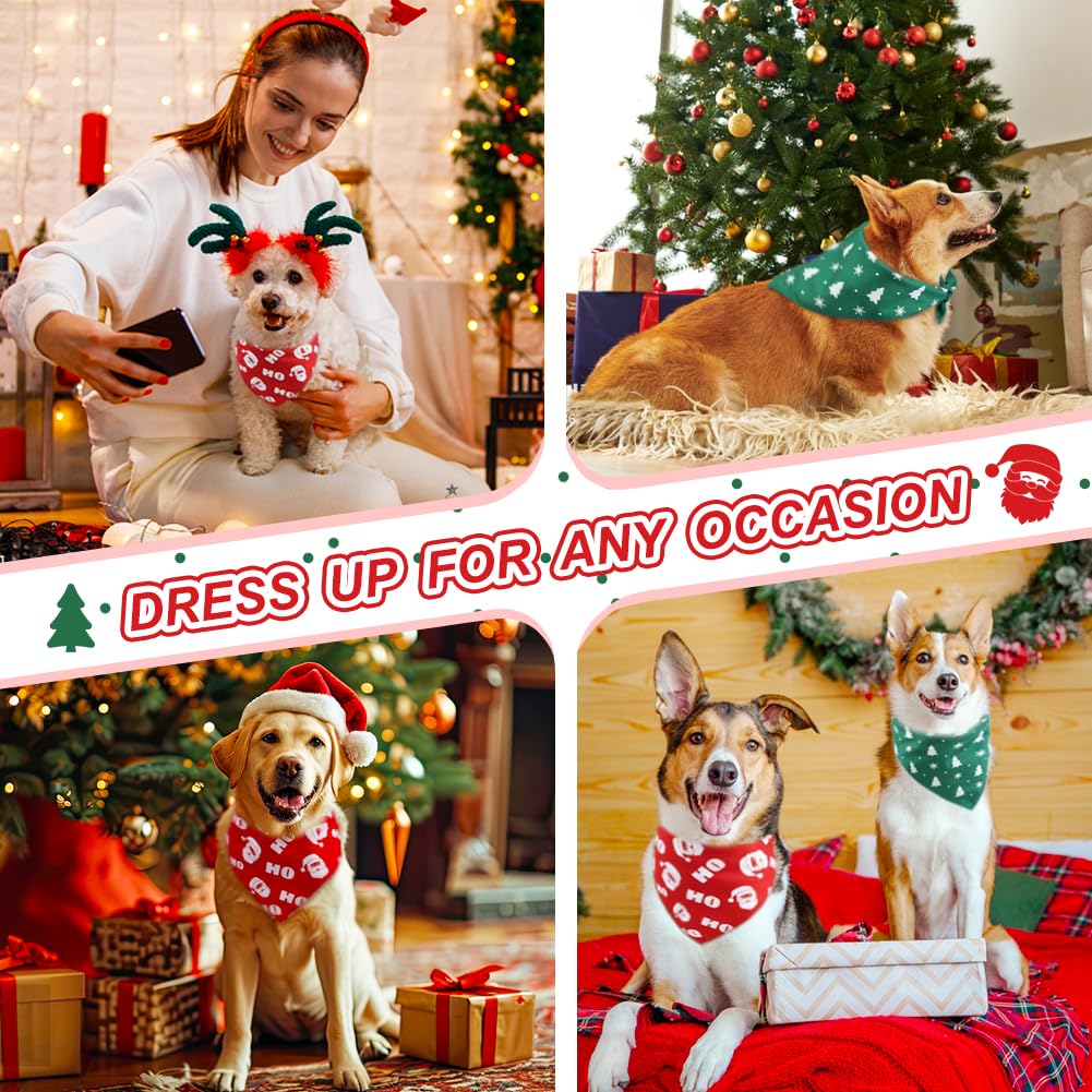 Vivifying Dog Christmas Bandana, 2 Pack Santa Claus And Christmas Tree Pet Scarves For Small Medium And Large Dogs, Holiday Cost