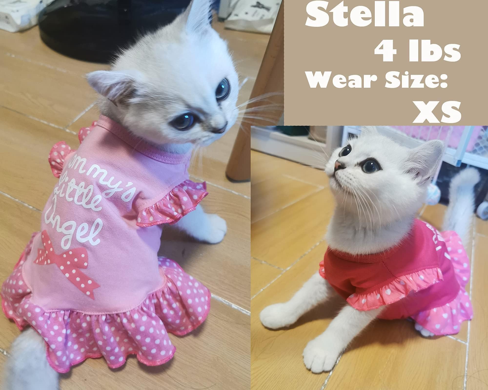 Xpudac 4 Pieces Pet Dog Dress Shirt Puppy Skirt Cute Doggie Dress Dog Summer Clothes Dog Apparel For Small Dogs And Cats (Pink Angel, Medium(8-11 Lbs))