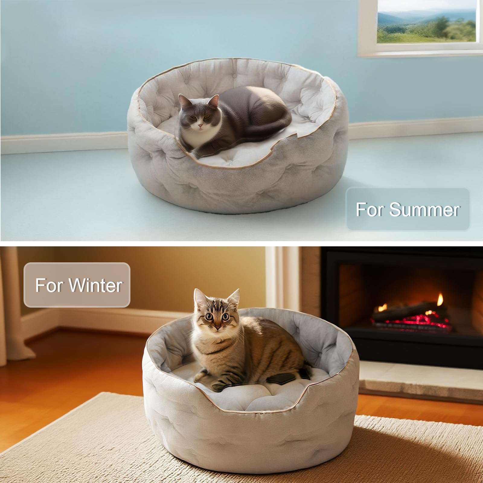 MOYMO Cute Cat Beds Kitten Beds,Small Dog Beds, Washable Pet Beds for Puppy and Kitty, 20 Inch