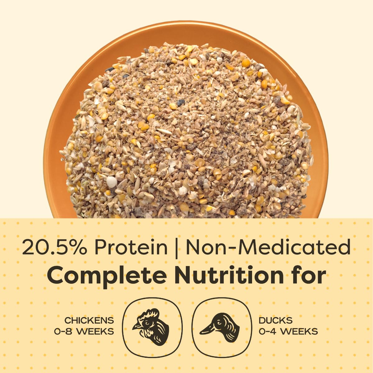 Scratch and Peck Feeds Whole Grain Starter Mash Chicken and Duck Feed - 40 lbs Bag - Corn-Free and Soy-Free - 20.5% Protein, Cer