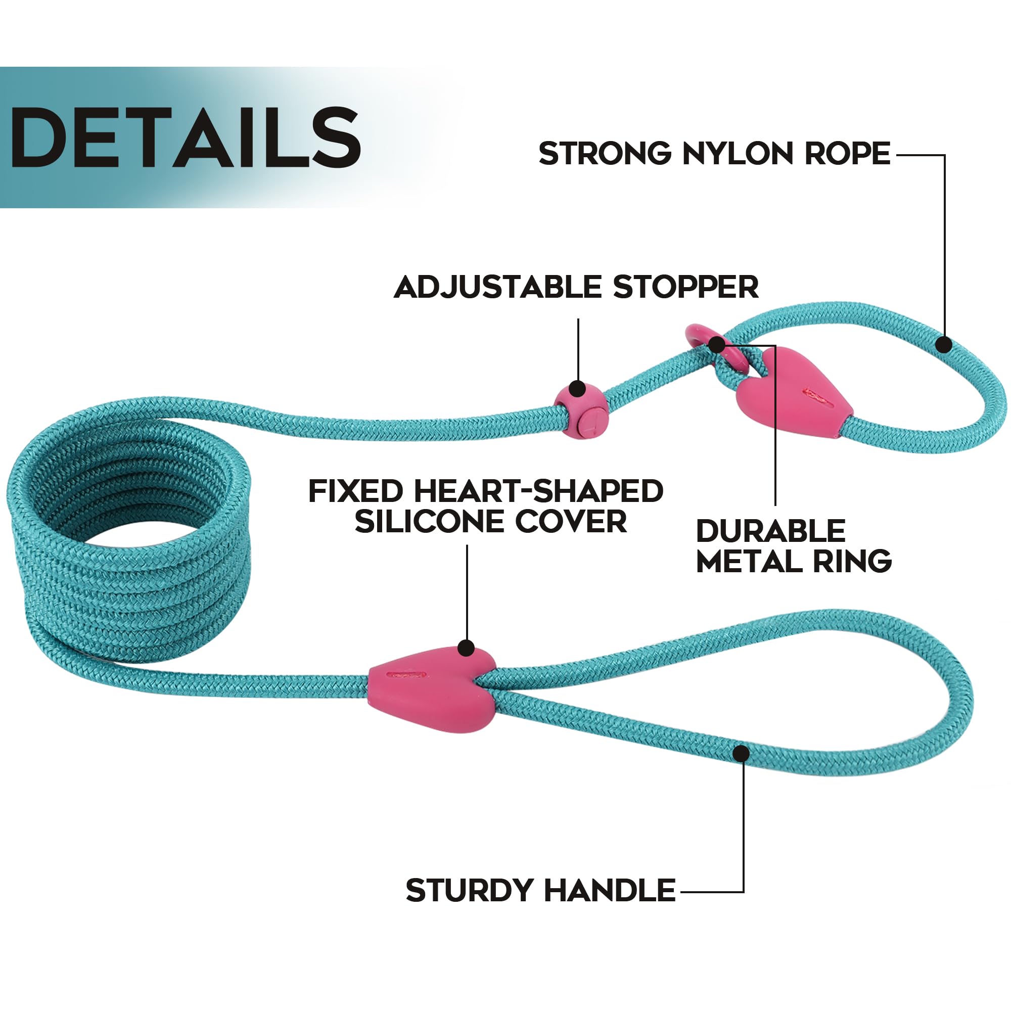 Slip Lead No Pull Dog Leash Slip Leads for Dogs Puppy Leash 6FT Slip Leash for Dogs Dog Lead with 6 Colors Strong Nylon Dog Trai