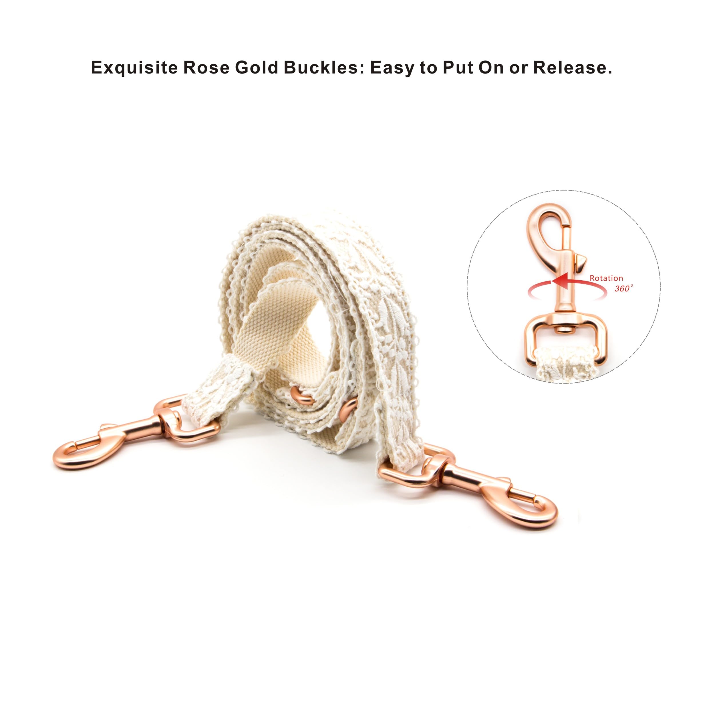 Dog Leash Cotton Lace Handmade 4-5 Ft Adjustable Comfortable Unique Leashes For Small Medium Large Dogs Beige Double