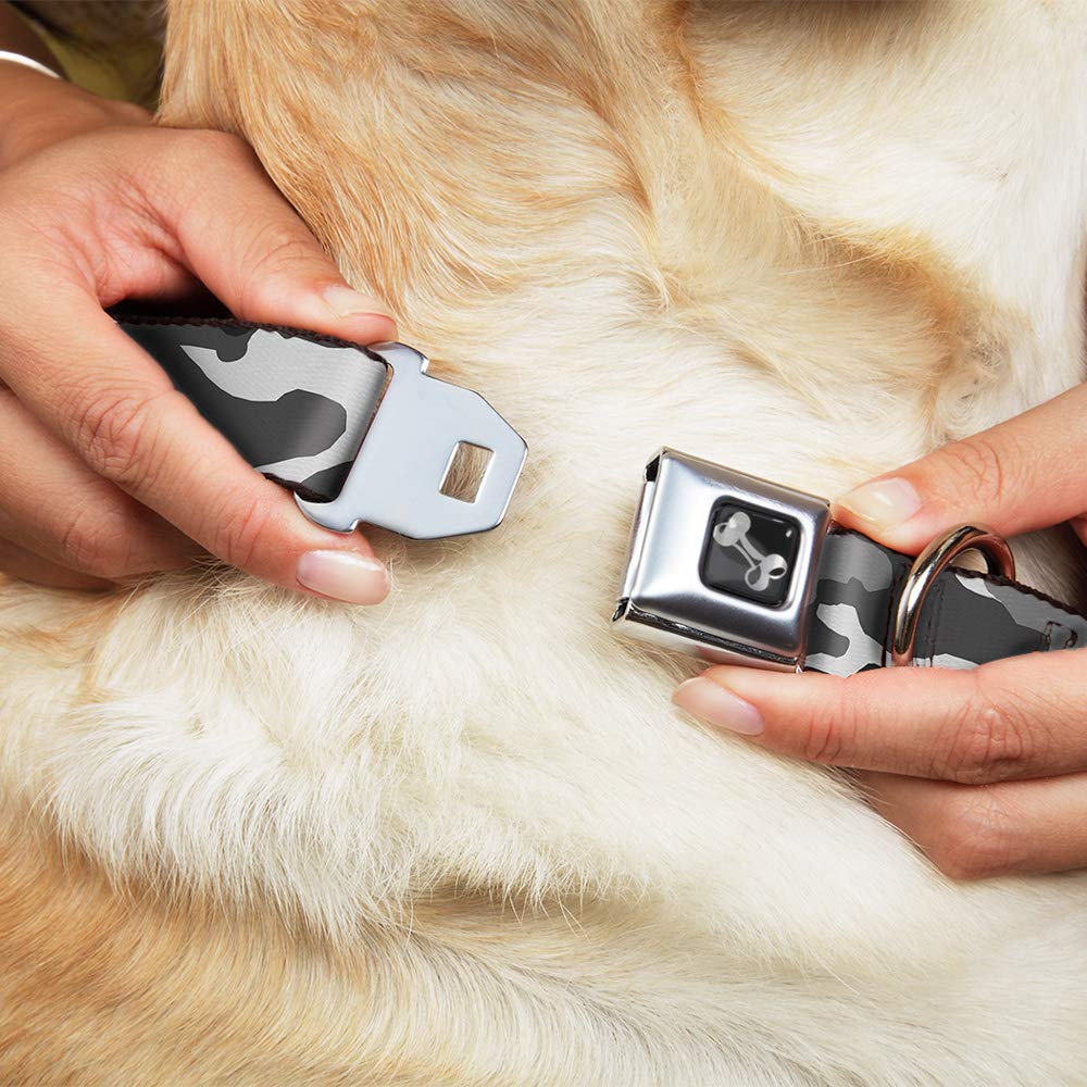 Buckle-Down Seatbelt Buckle Dog Collar - Camo White - 1' Wide - Fits 15-26' Neck - Large