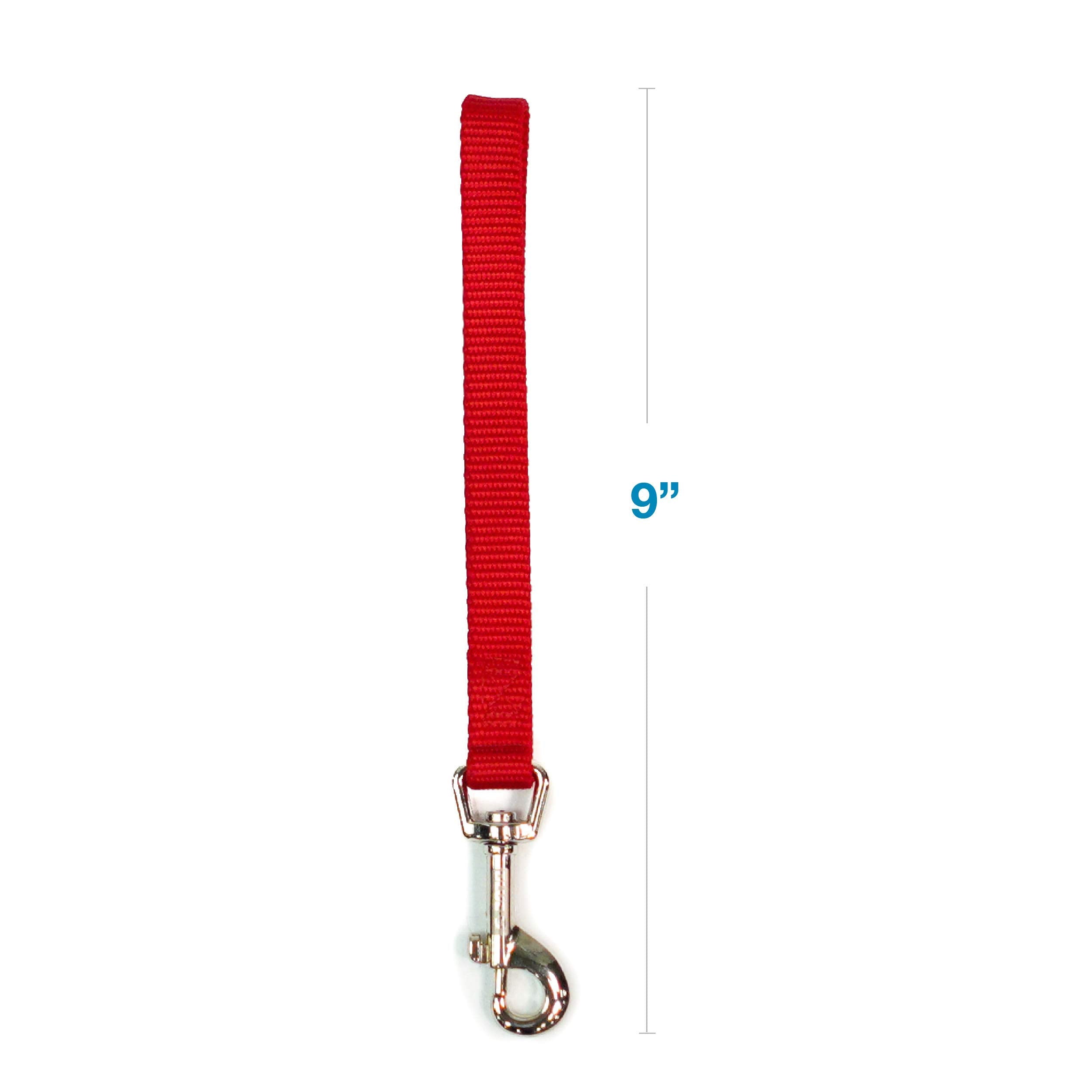 Blue-9 Dog Training Leash, 9 Inch Tab Lead For Obedience, Recall, And Agility Training, Made In The Usa, Red