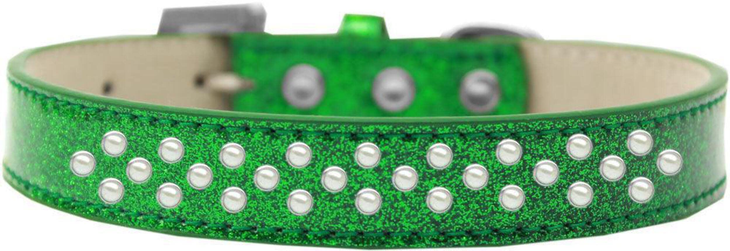 Mirage Pet Products Sprinkles Ice Cream Dog Collar with Pearls, Size 14, Silver