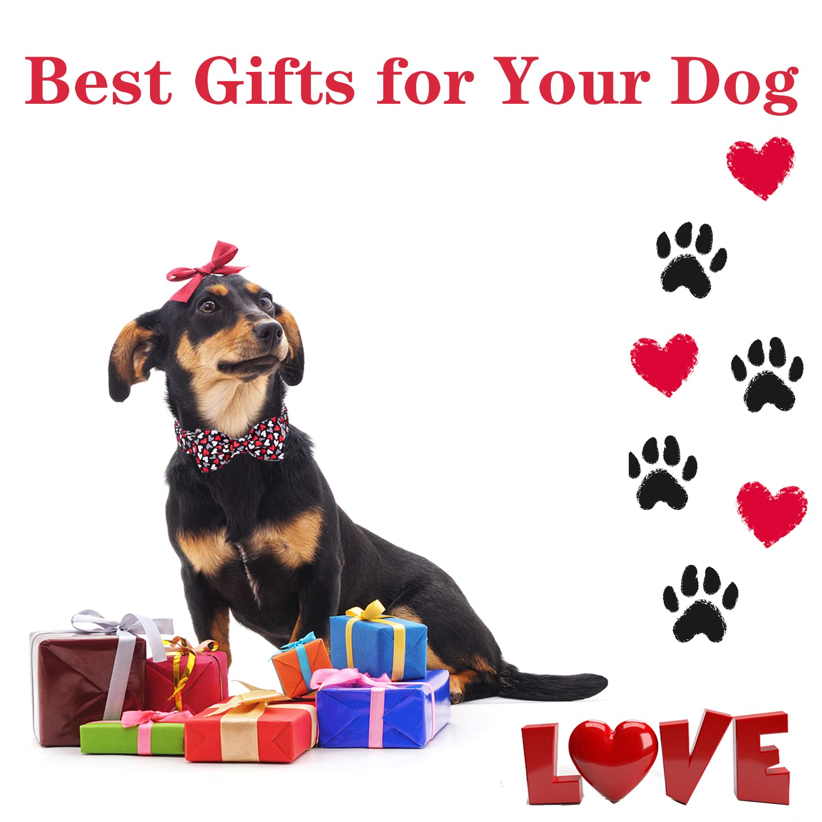 Unique Style Paws Valentine'S Day Dog Collar With Bow Tie Blue Heart Puppy Collar Best Gift For Small Medium Large Boys Girls-Xl