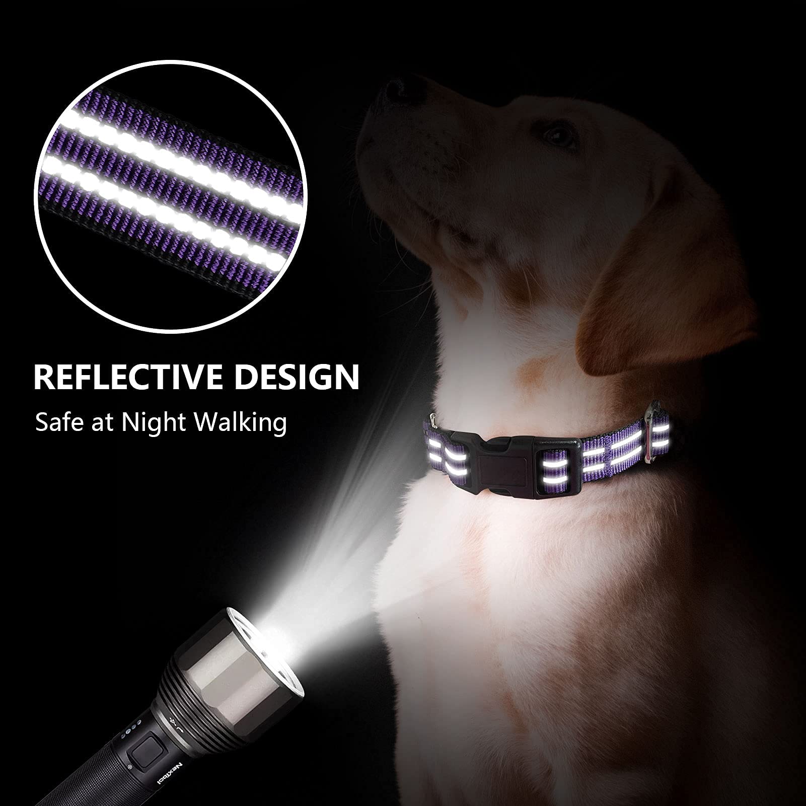 Joyeeiioo Martingale Dog Collar, Adjustable Nylon Reflective Collar With Buckle. No Pull-For Small, Medium, Large Dogs. Prevents