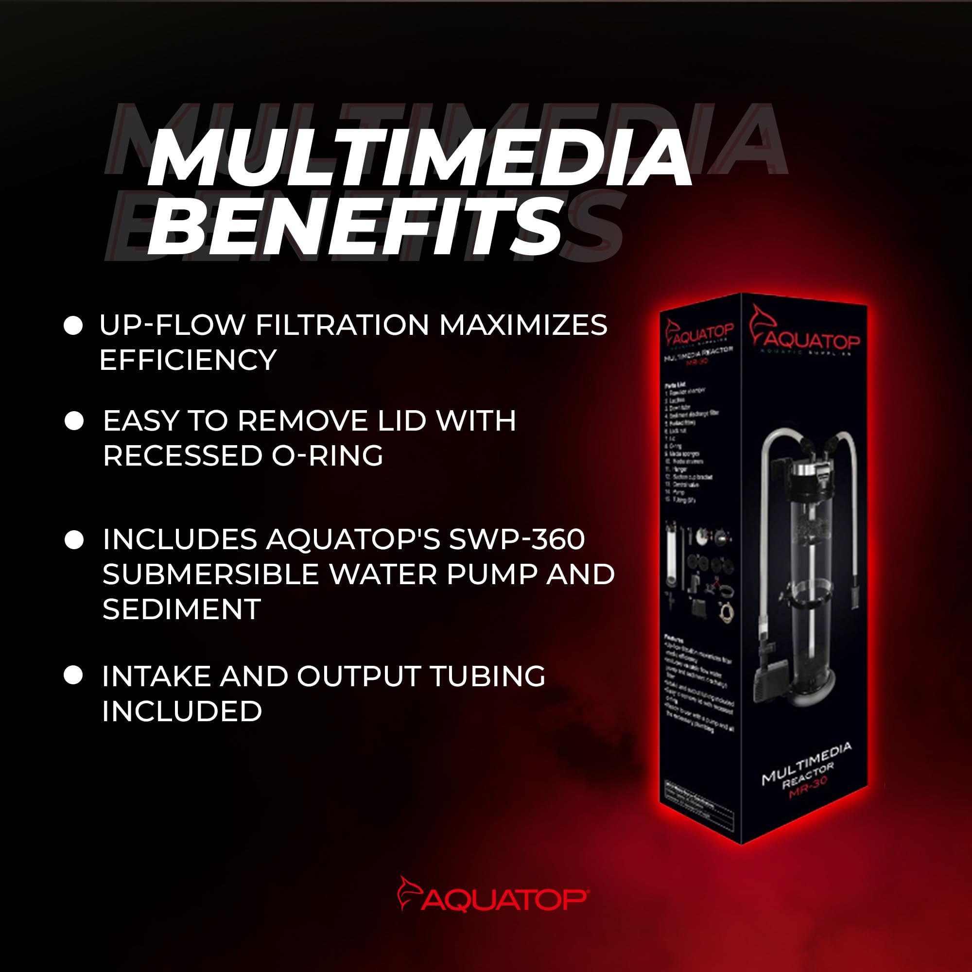 Aquatop Media Reactor - For 50-200 Gallon Tanks - Includes Adjustable Water Pump - Intake And Output Tubing Included - Versatile Reactor