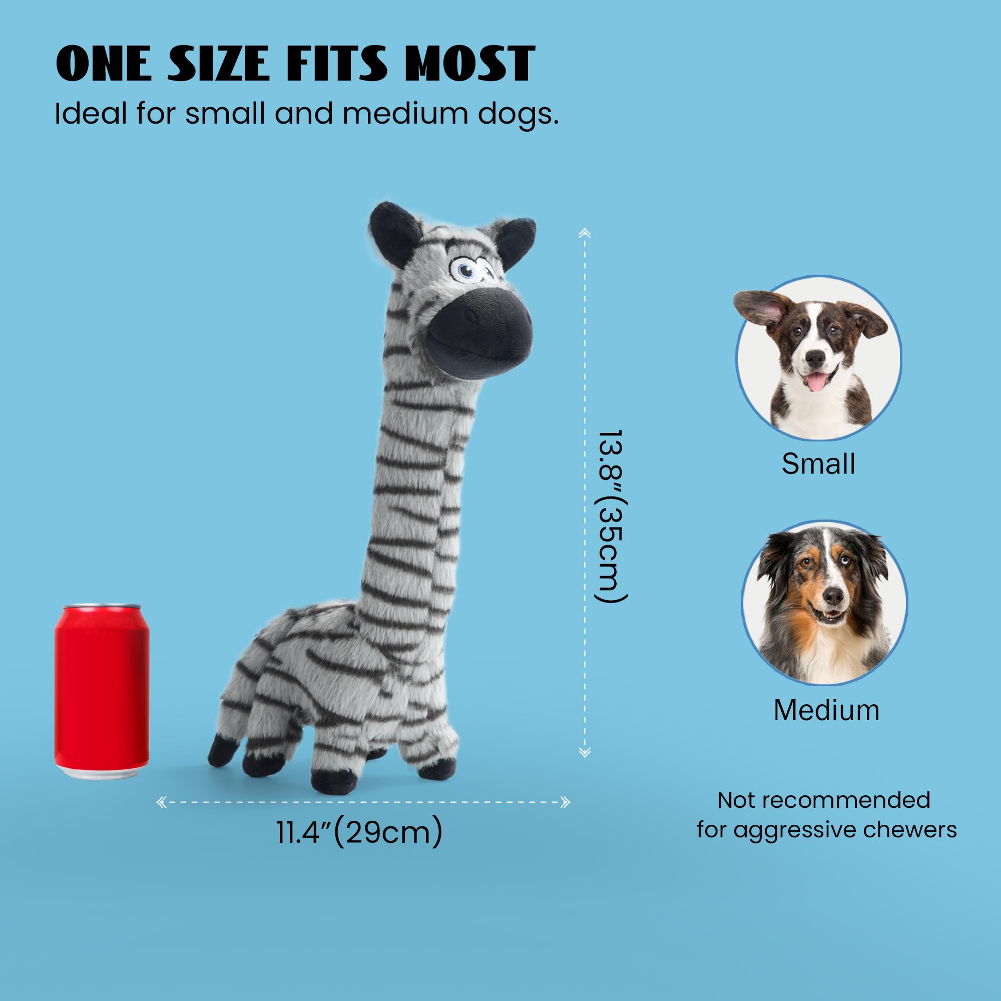 Nocciola Twistable Zebra Pup Dog Toy, Interactive Stuffed Plush Crinkle Puppy Supplies For Small Medium Breeds To Keep Them Busy