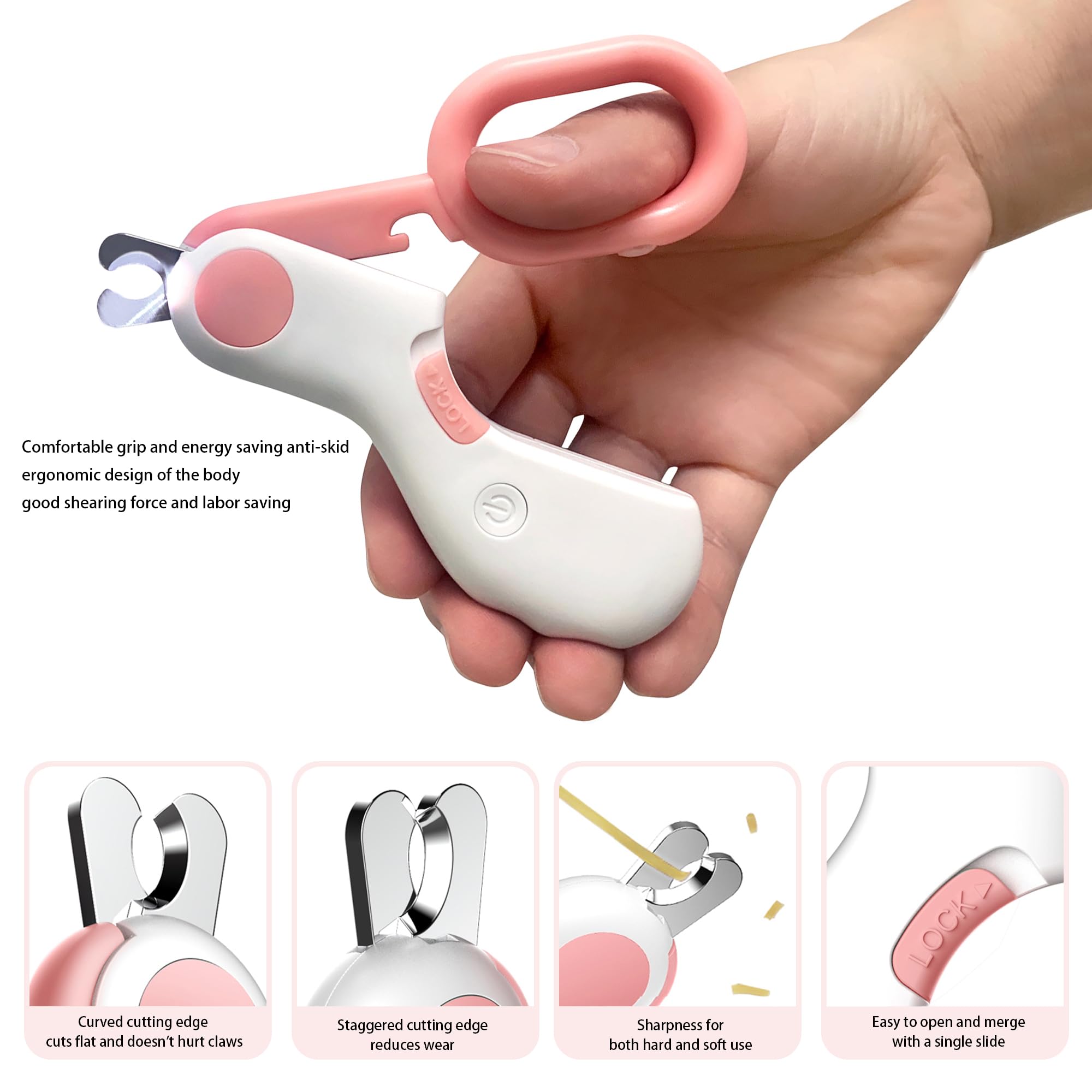 Woleigiao Pet Nail Clippers With Led Lights Cat Nail Clippers For Indoor Cats Nail Trimmer Clippers For Small Dog Nail Trimmers