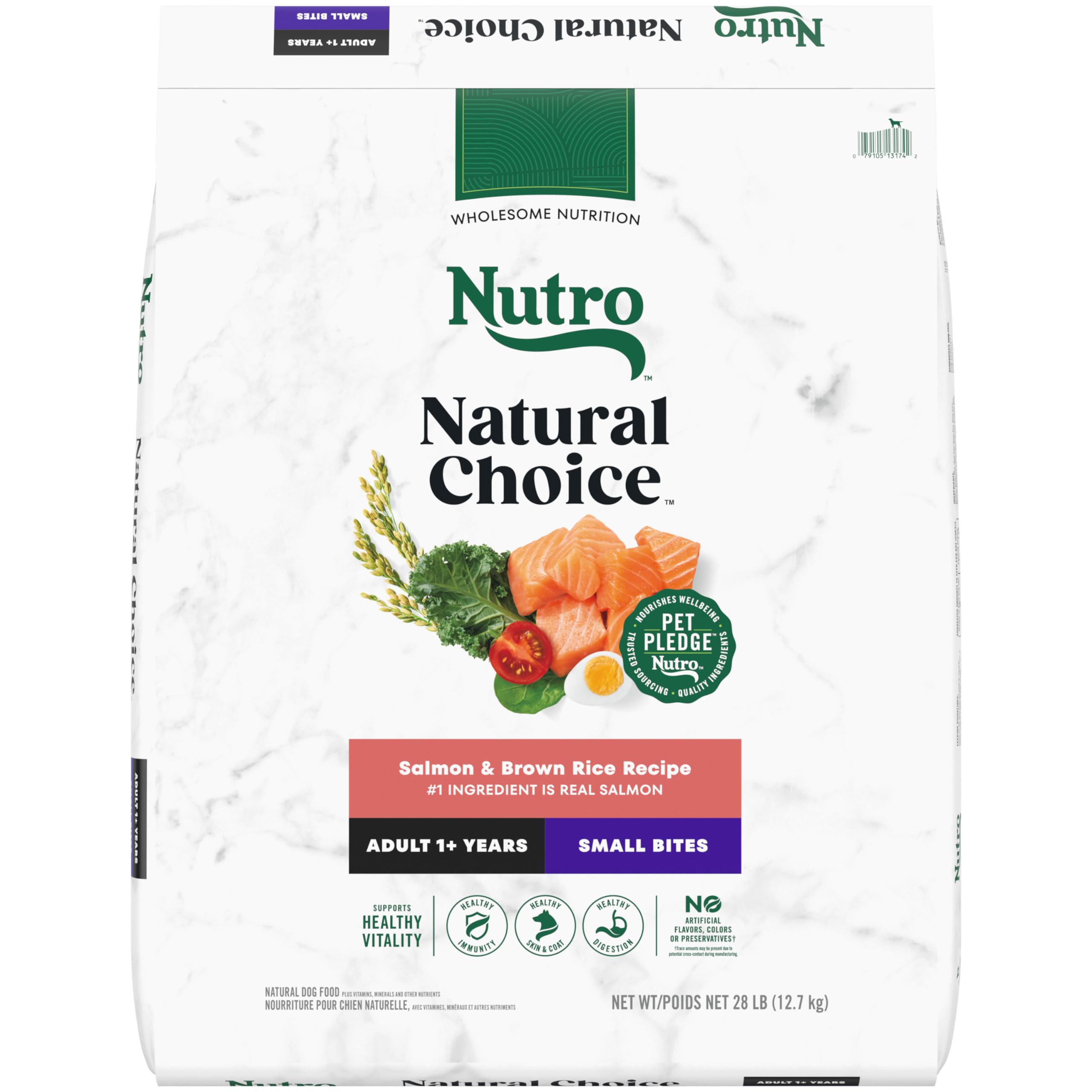Nutro Natural Choice Small Bites Adult Dry Dog Food, Salmon & Brown Rice Recipe, 28 lb. Bag