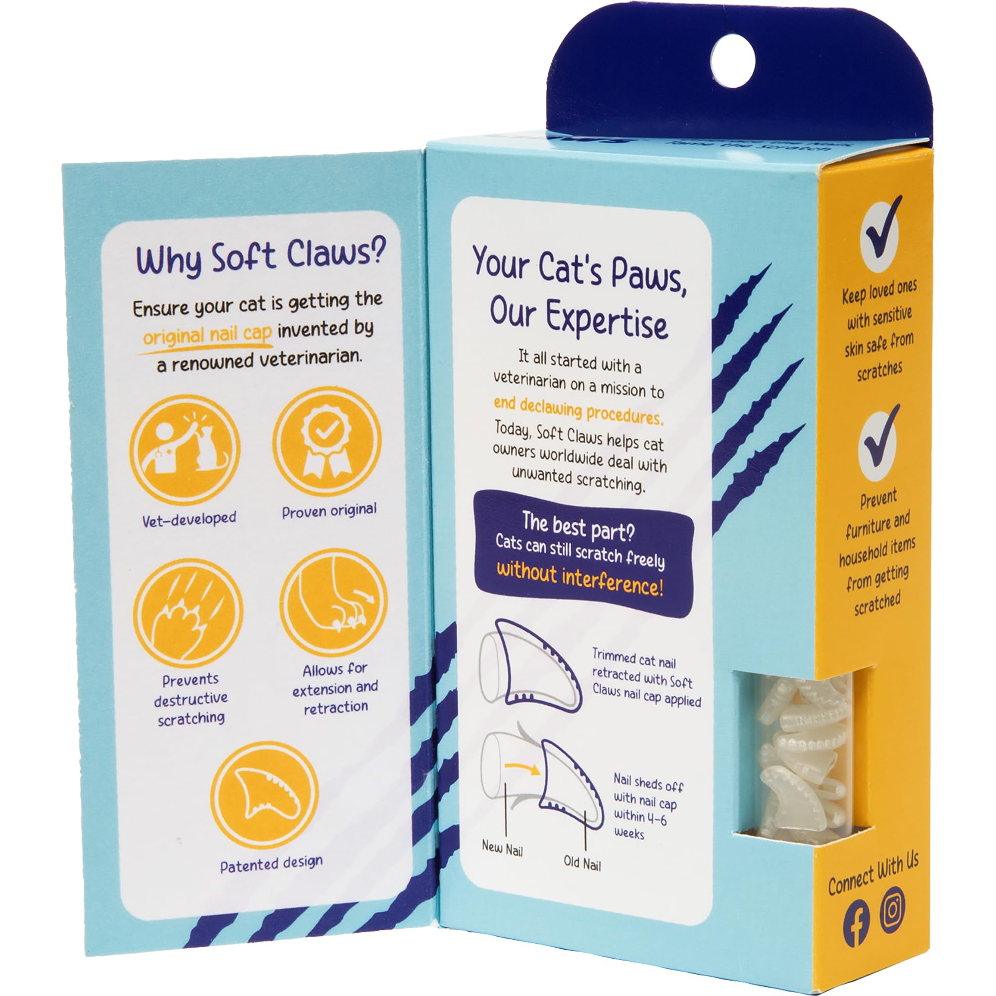 Soft Claws Safe Scratch-Free Solution For Cats & Kitten Nails- Cat Essentials Cls (Cleat Lock System), Size: Small, Color: Clear