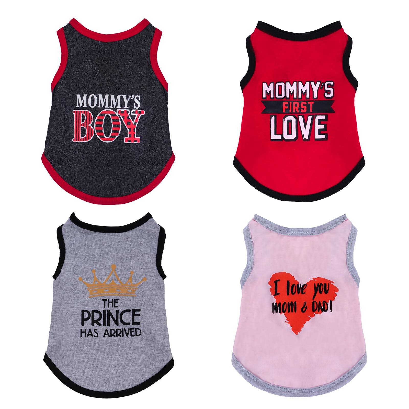 Pistha 4 Pack Dog Shirts Summer Printed Puppy Clothes Novel Sleeveless Pet T Shirts Dog Clothes For Small Medium Dogs Cats Boy(L