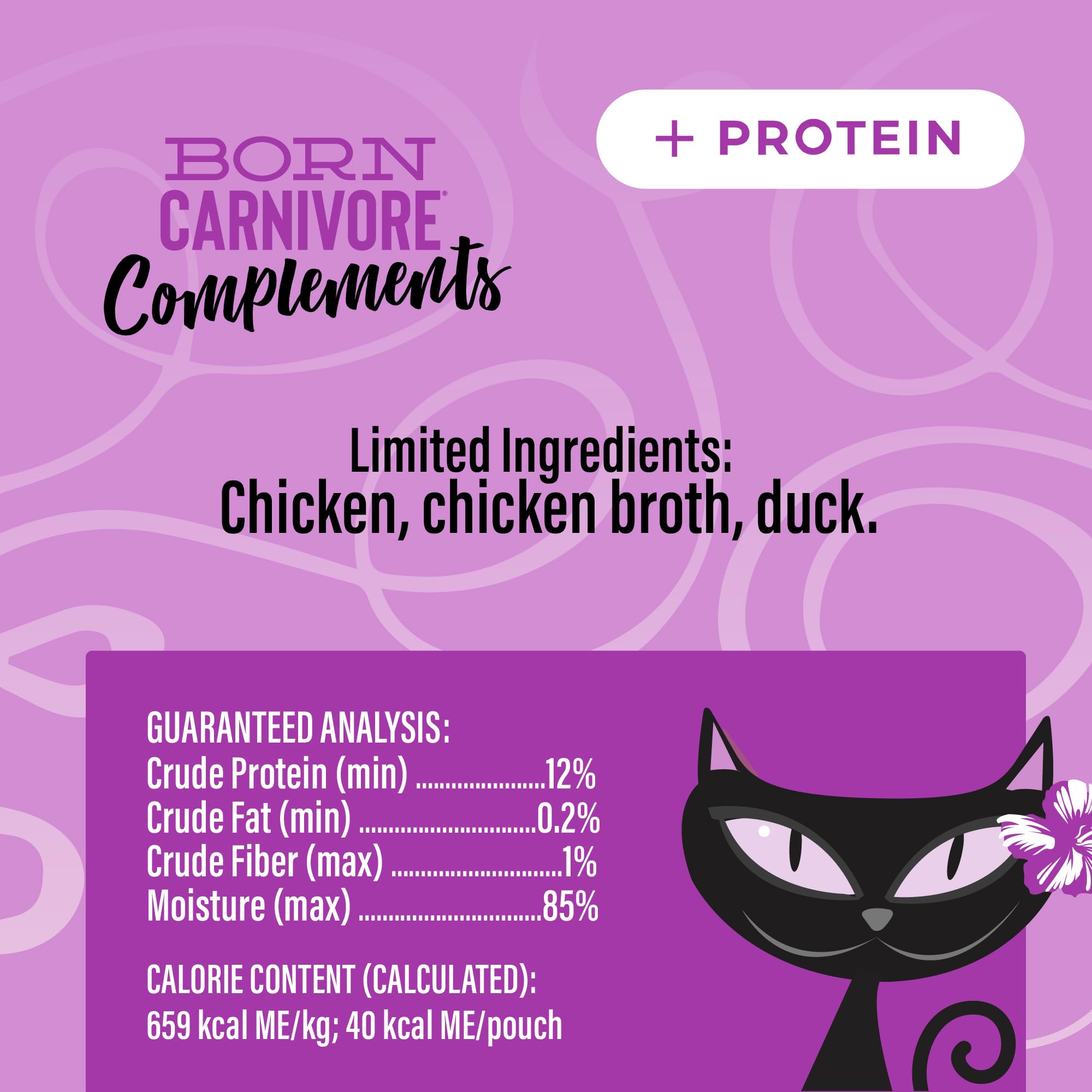 Tiki Cat Born Carnivore Complements Wet Cat Food Topper, Chicken & Duck 2.1 oz. Pouch (12 Count)