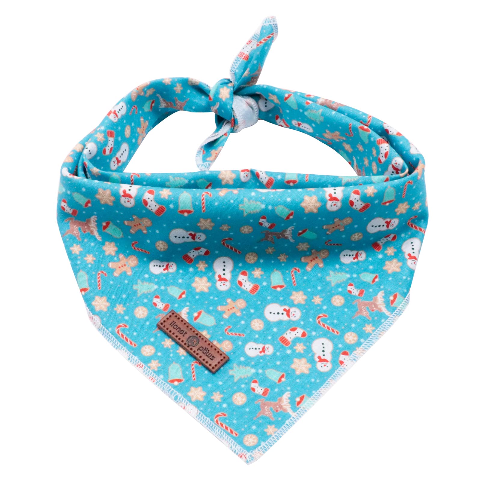 Lionet Paws Christmas Dog Bandana 1Pc Pet Gingerbread Man Dog Bandana Washable Reversible Cotton Boy Bibs Scarf, Adjustable Squa