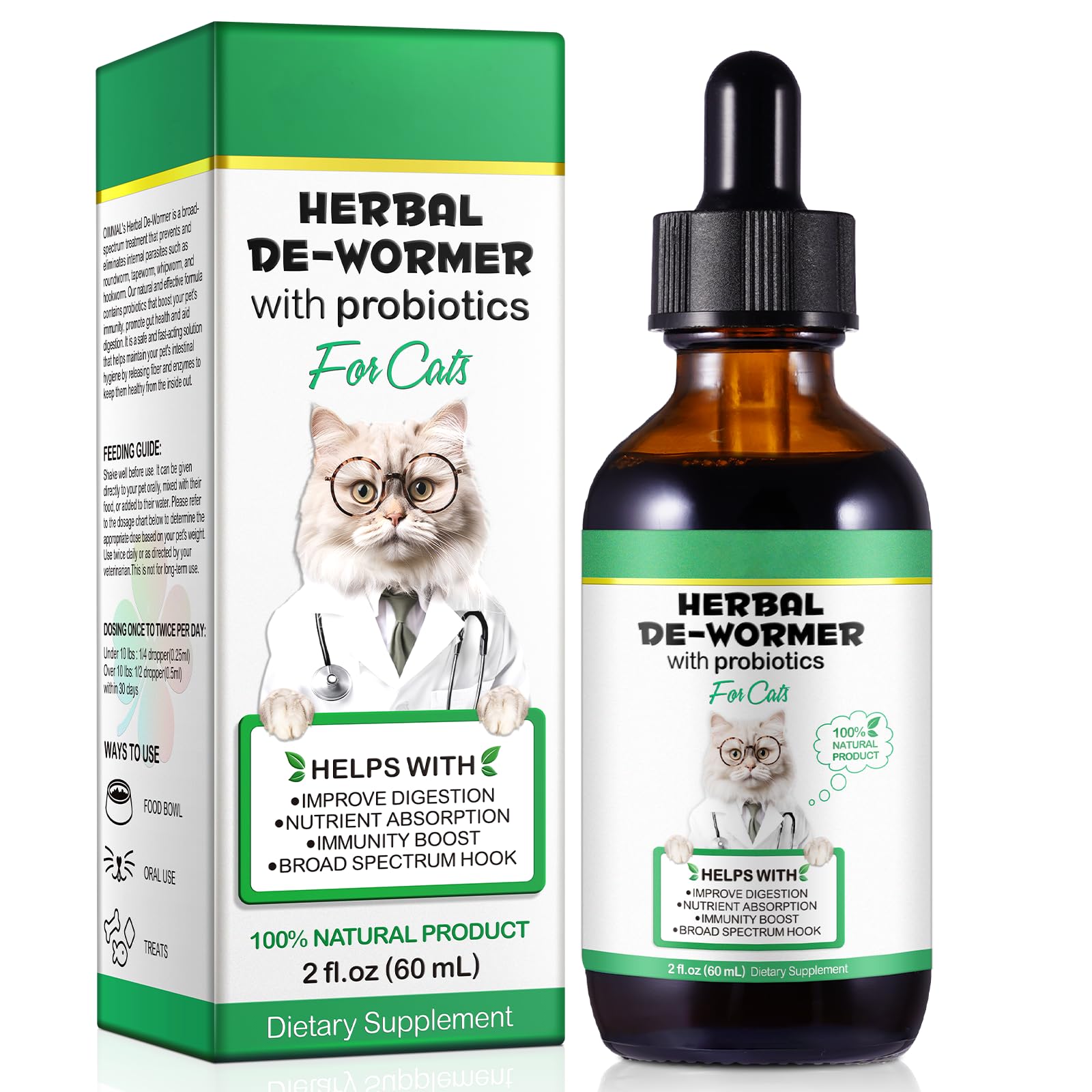 Specifically Formulated for Cats, Cat Broad Spectrum Supports, Naturally Sourced Ingredients, Gut Health, Easy-to-Absorb, Probio